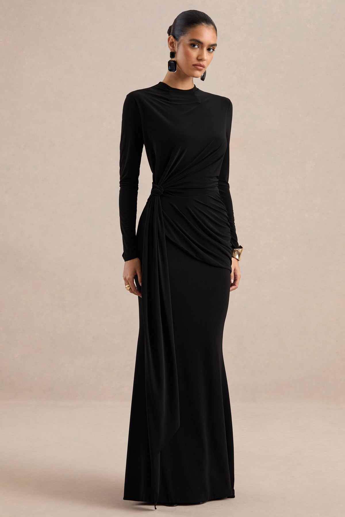 ECM_HR_CL137547001 - Kyrissa _ Black High-Neck Maxi Dress With Gathered-Detailing1.jpg