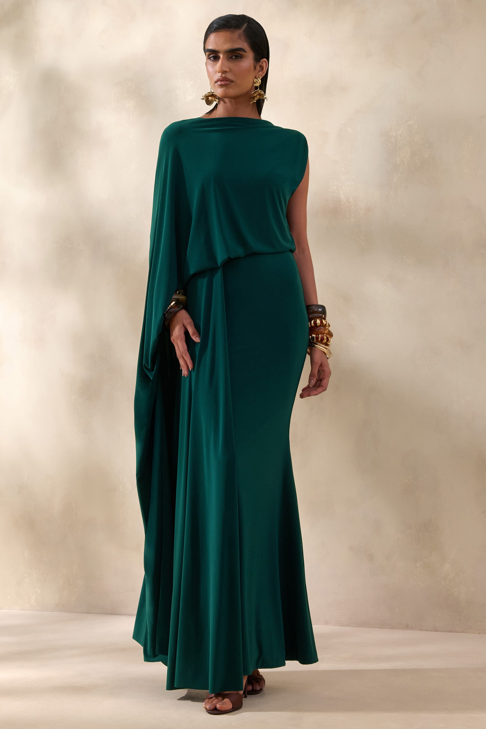 green maxi dress uk Frederica Plunge Maxi Dress Forest Green