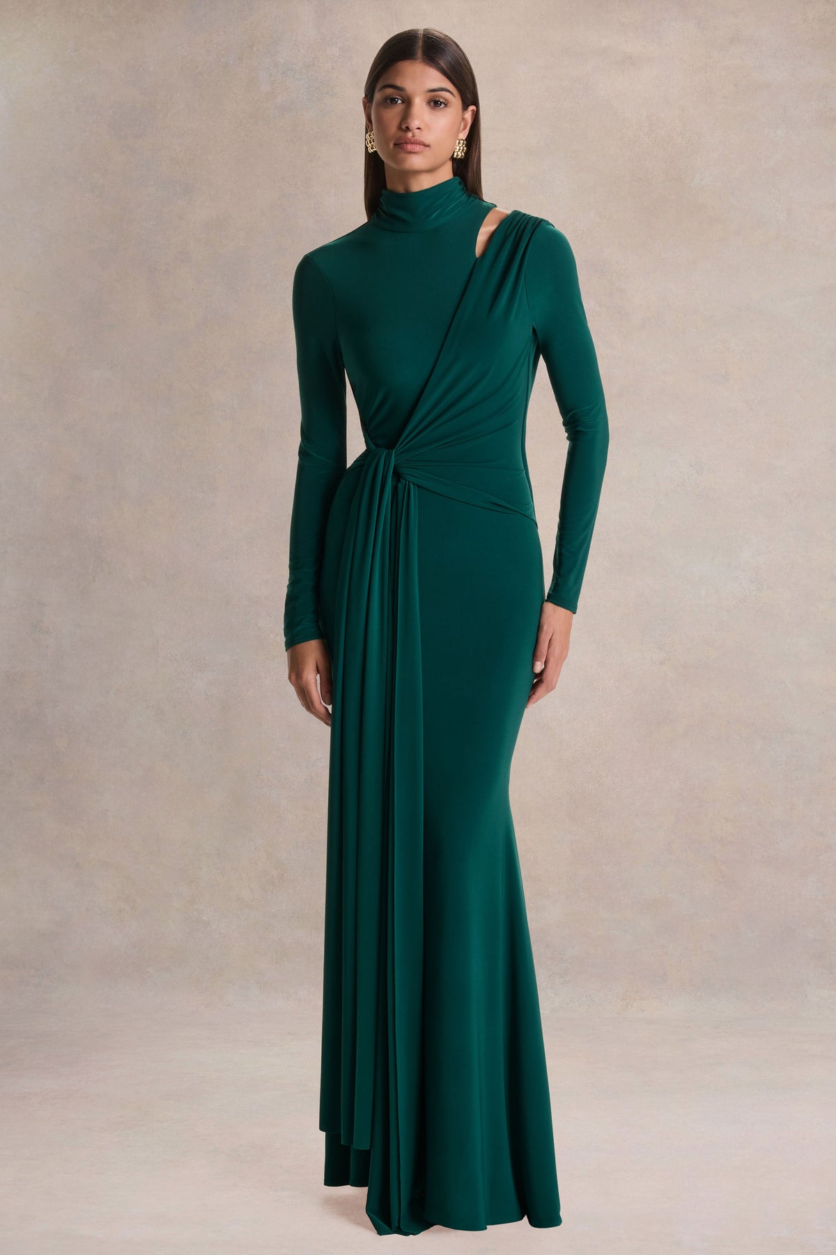 BGR_HRi_CL137556038 - Alastrina _ Dark Green High-Neck Maxi Dress With Gathered-Detailing 02.jpg