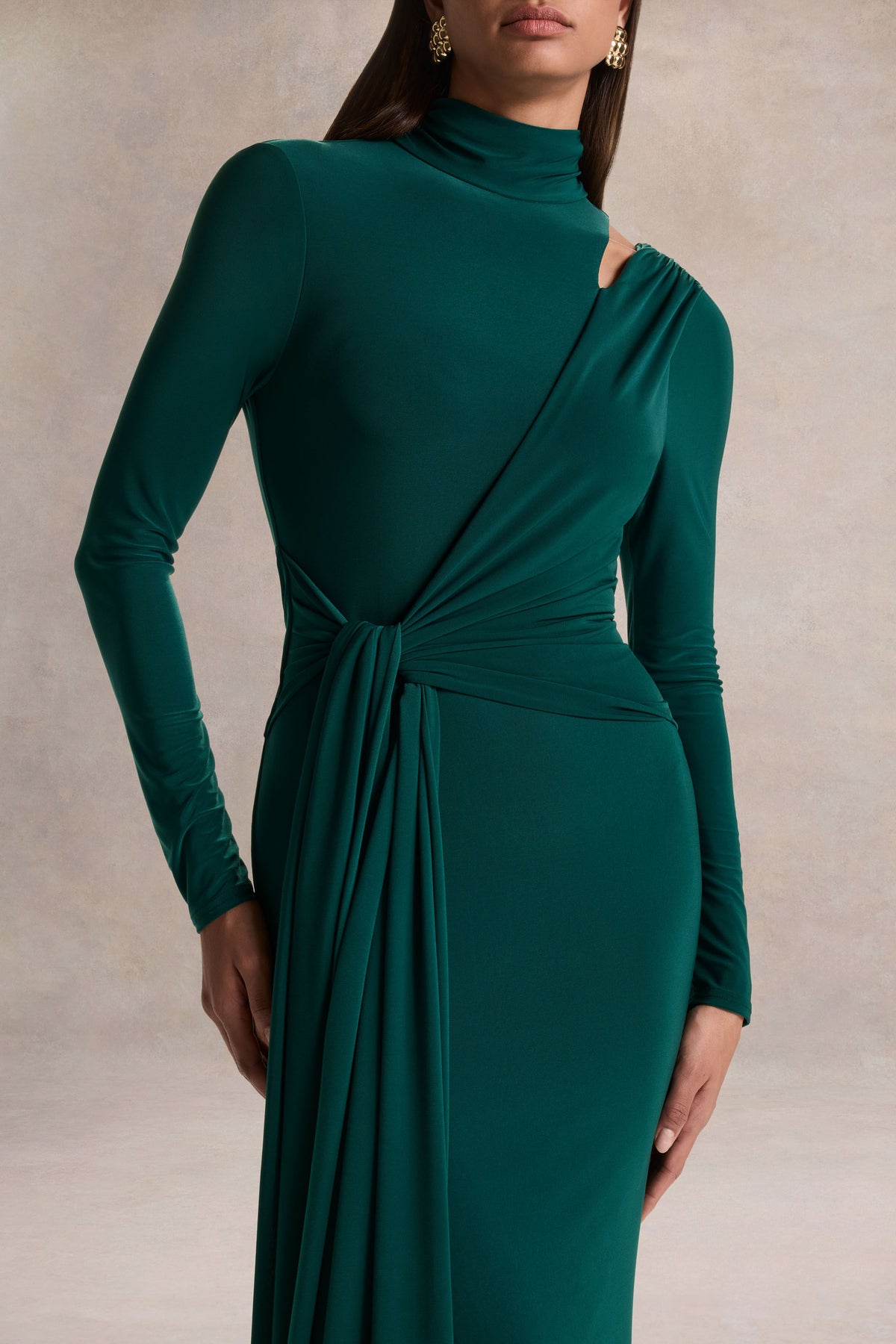 BGR_HRi_CL137556038 - Alastrina _ Dark Green High-Neck Maxi Dress With Gathered-Detailing 04.jpg