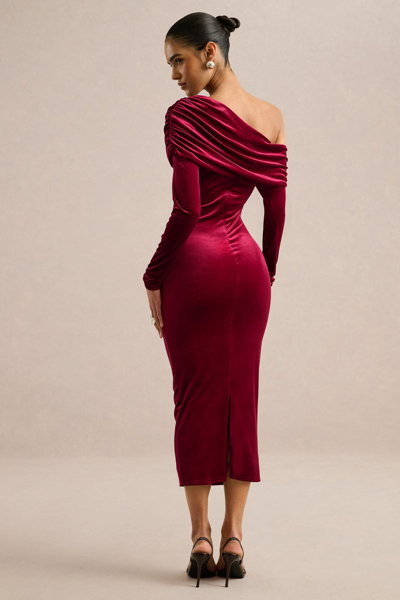 ECM_HR_CL137567101 - Eirene _ Red Velvet Asymmetric-Neck Midi Dress5.jpg
