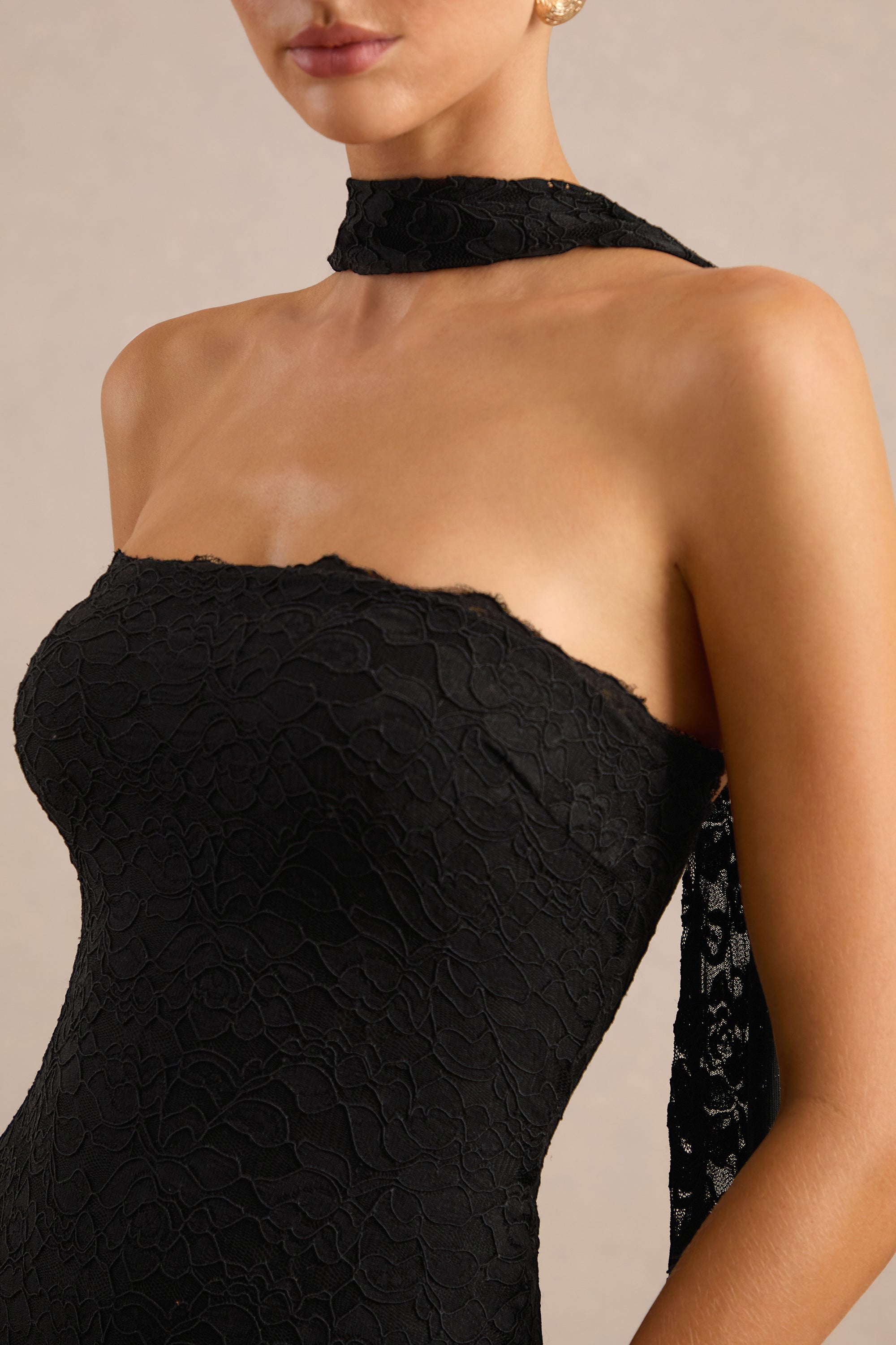 ECM_HR_CL137629001 - Rosaria _ Black Lace Bandeau Midi Dress With Scarf-Detail7.jpg
