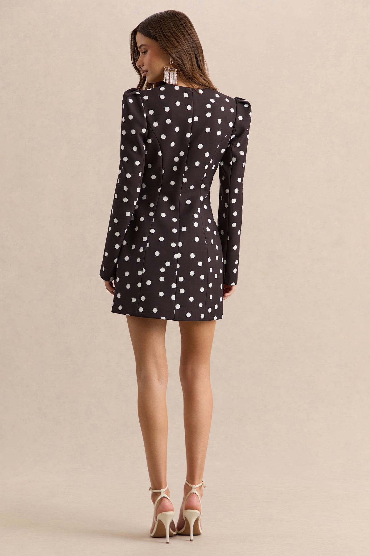 CL13763700106_ECM_HR-CL137637001_-_Carmen_-_Black_White_Polka_Dot_Sweetheart-Neck_Tailored_Mini_Dress_07