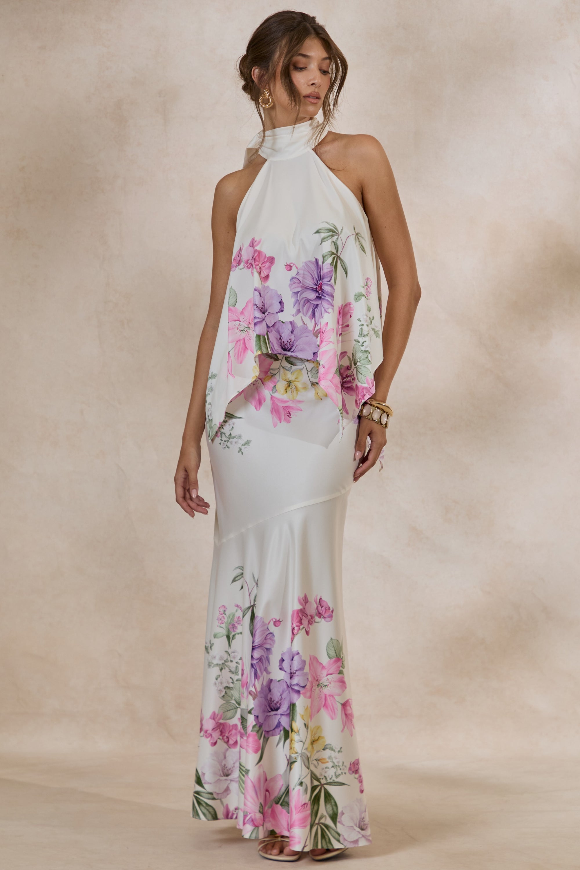 SANCELLE Vayla Cream Floral Print Matte Satin Asymmetric Drop-Waist Maxi Skirt COORD CL137649111 CL137321111 (2).jpg