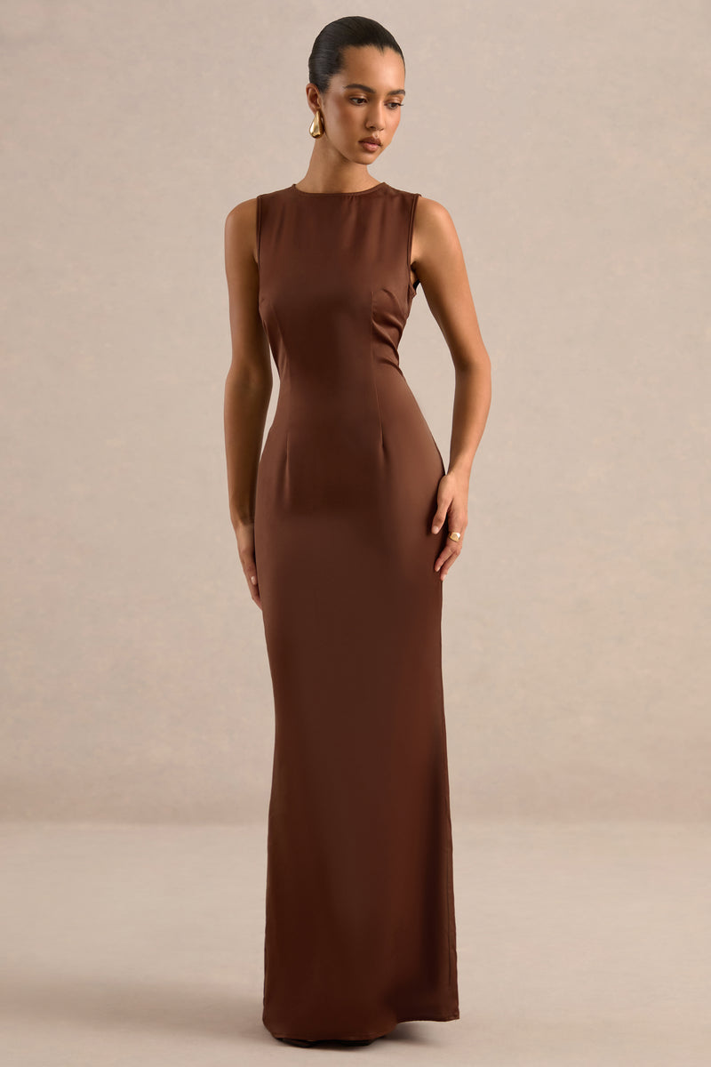 CL137662021 - Lavencia _ Brown Satin Wide-Neck Maxi Dress With Feather Trim 6.jpg
