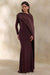 ECM_HR_CL137666022 - Salenne | Brown Round-Neck Maxi Dress With Satin Asymmetric-Cape 4.jpg