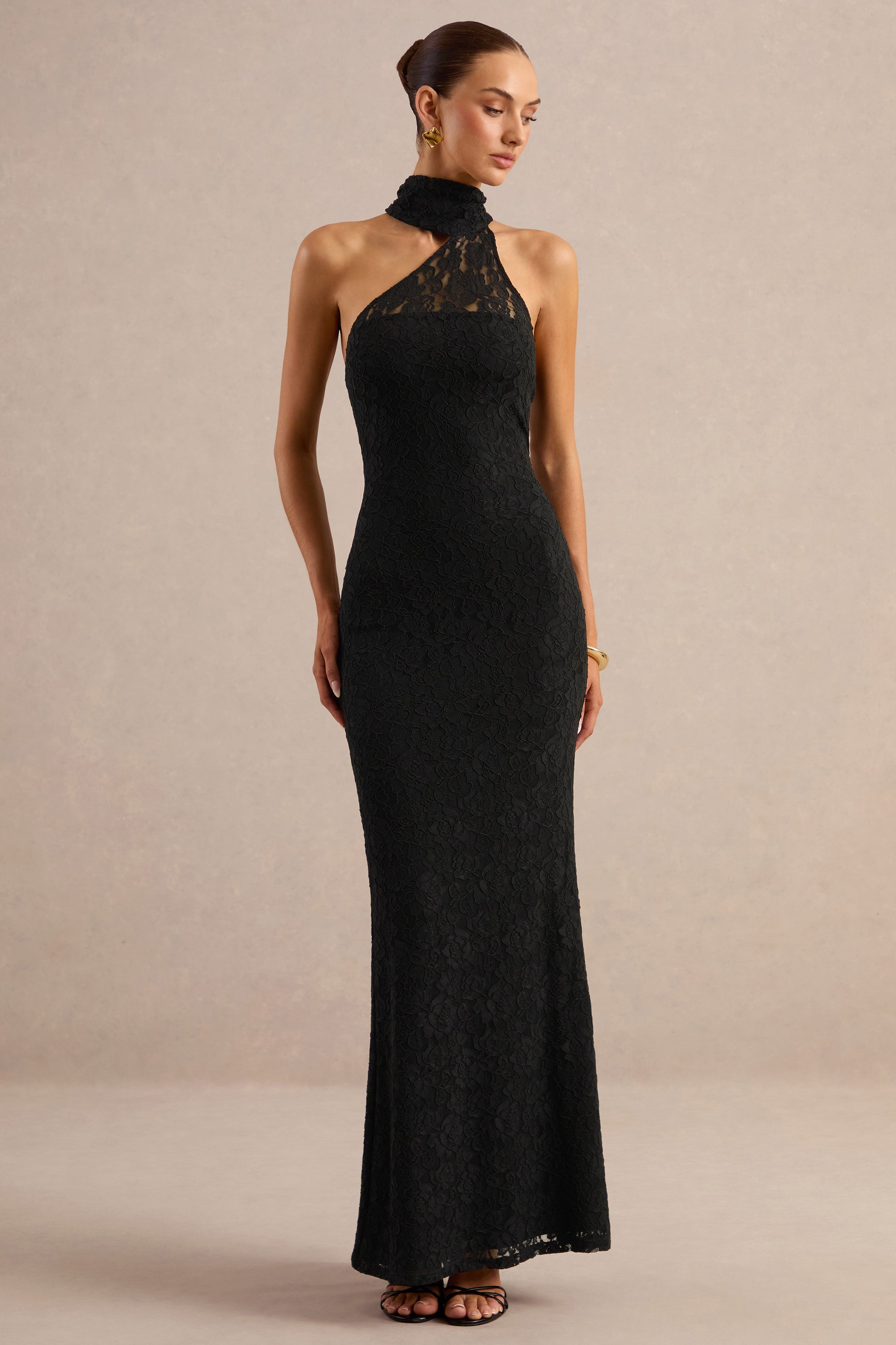 ECM_HR_CL137711001 - Almaria | Black Lace Asymmetric-Neck Maxi Dress With Collar-Detail 2.jpg