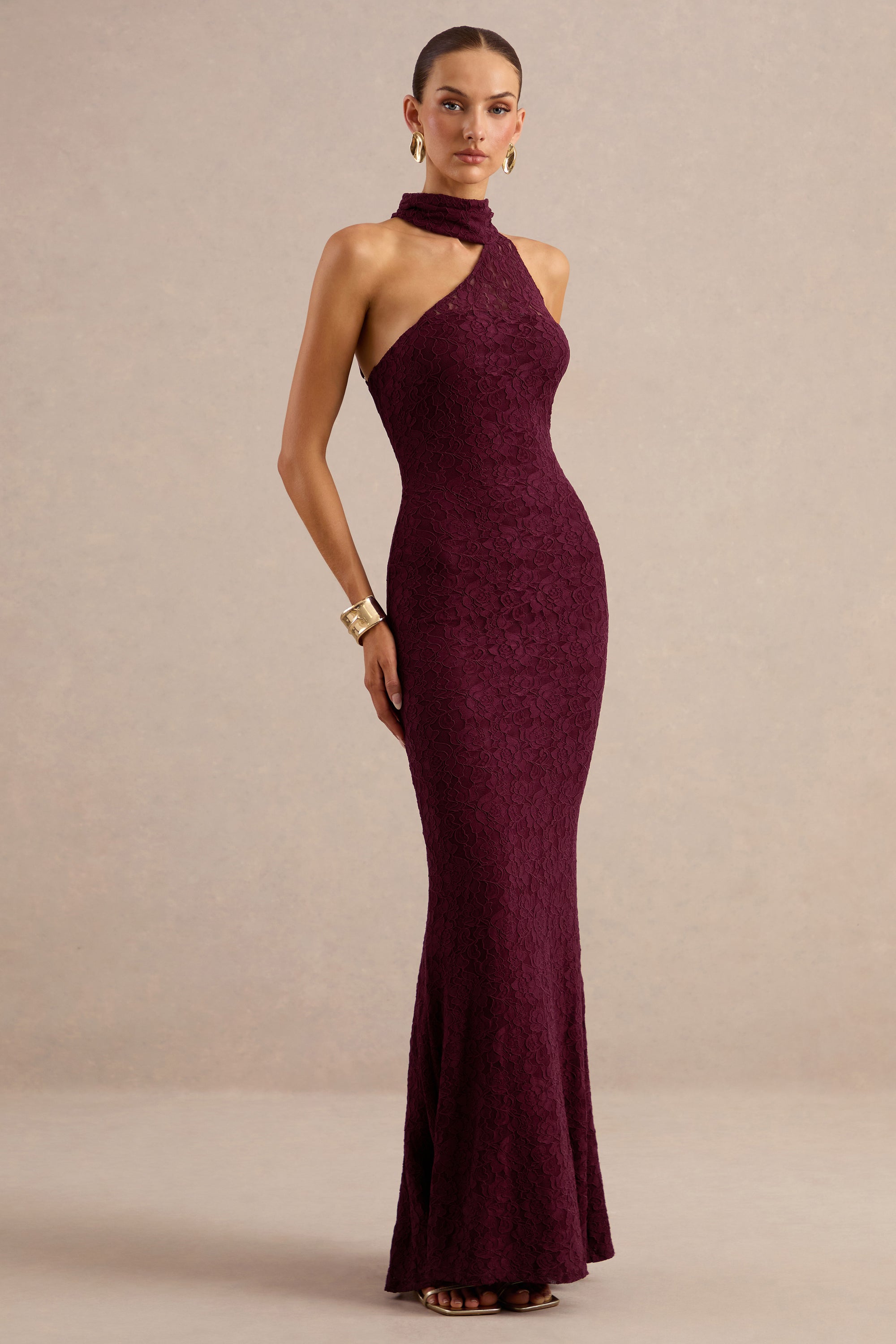 ECM_HR_CL137711102 - Almaria | Burgundy Lace Asymmetric-Neck Maxi Dress With Collar-Detail3.jpg