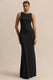 ECM_HR_CL137713001 - Avessia | Black Satin Round-Neckline Maxi Dress With Sheer-Detailing 0.jpg
