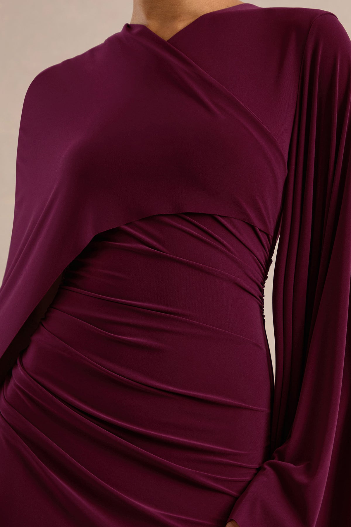ECM_HR_CL137770102 - Fervora Burgundy Round-Neck Maxi Dress With Gathered-Detailing And Sash3.jpg