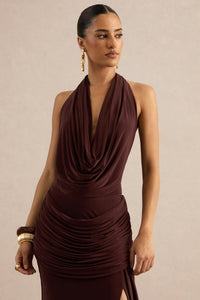 Kavya Dark Brown Extreme Plunge Neck Bodysuit CL137812022 33.jpg