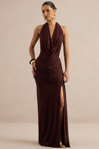 Kavya Dark Brown Extreme Plunge Neck Bodysuit CL137812022 12.jpg