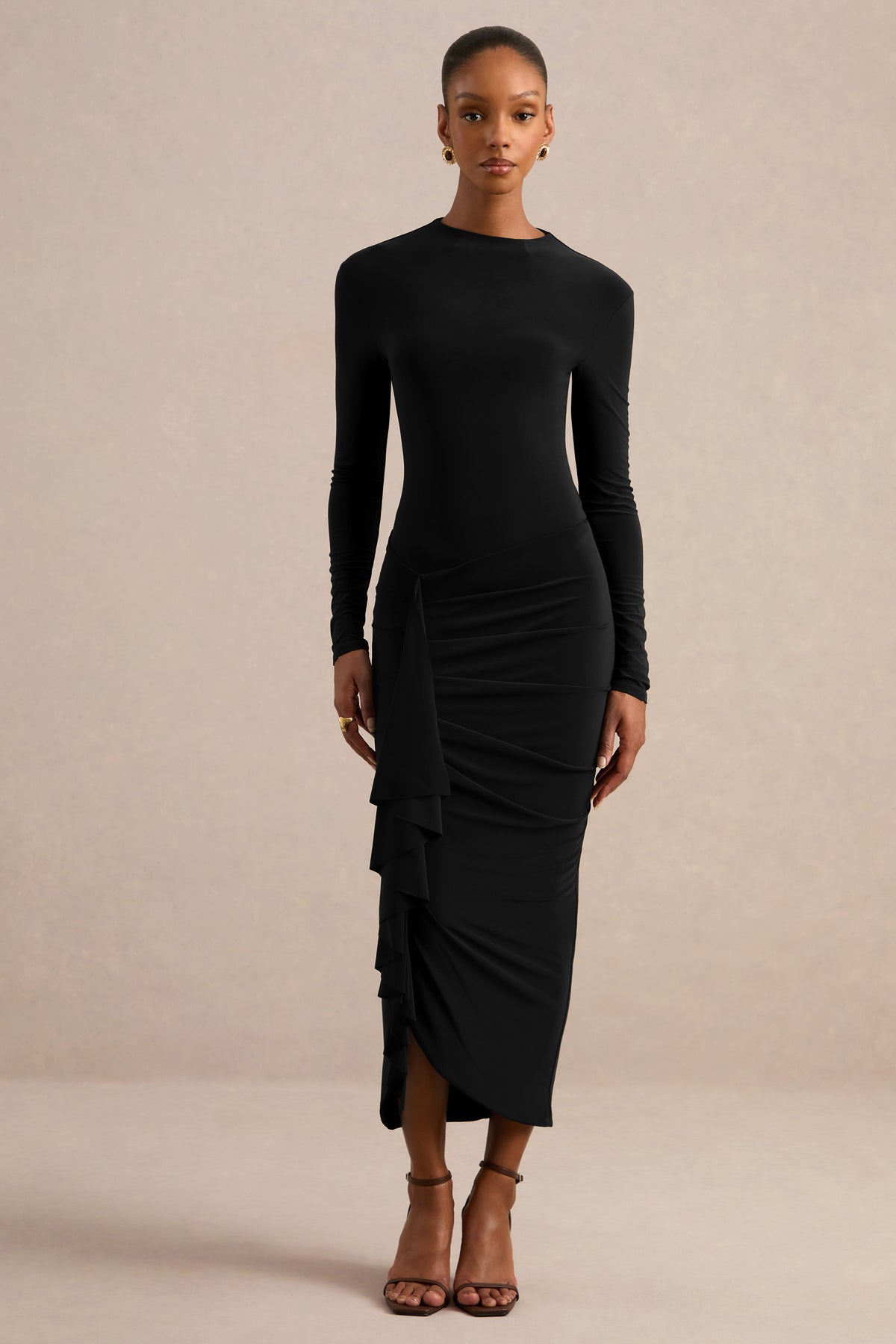 CL137832001 Inessa | Black Midi Skirt With Ruffled Detailing0.jpg