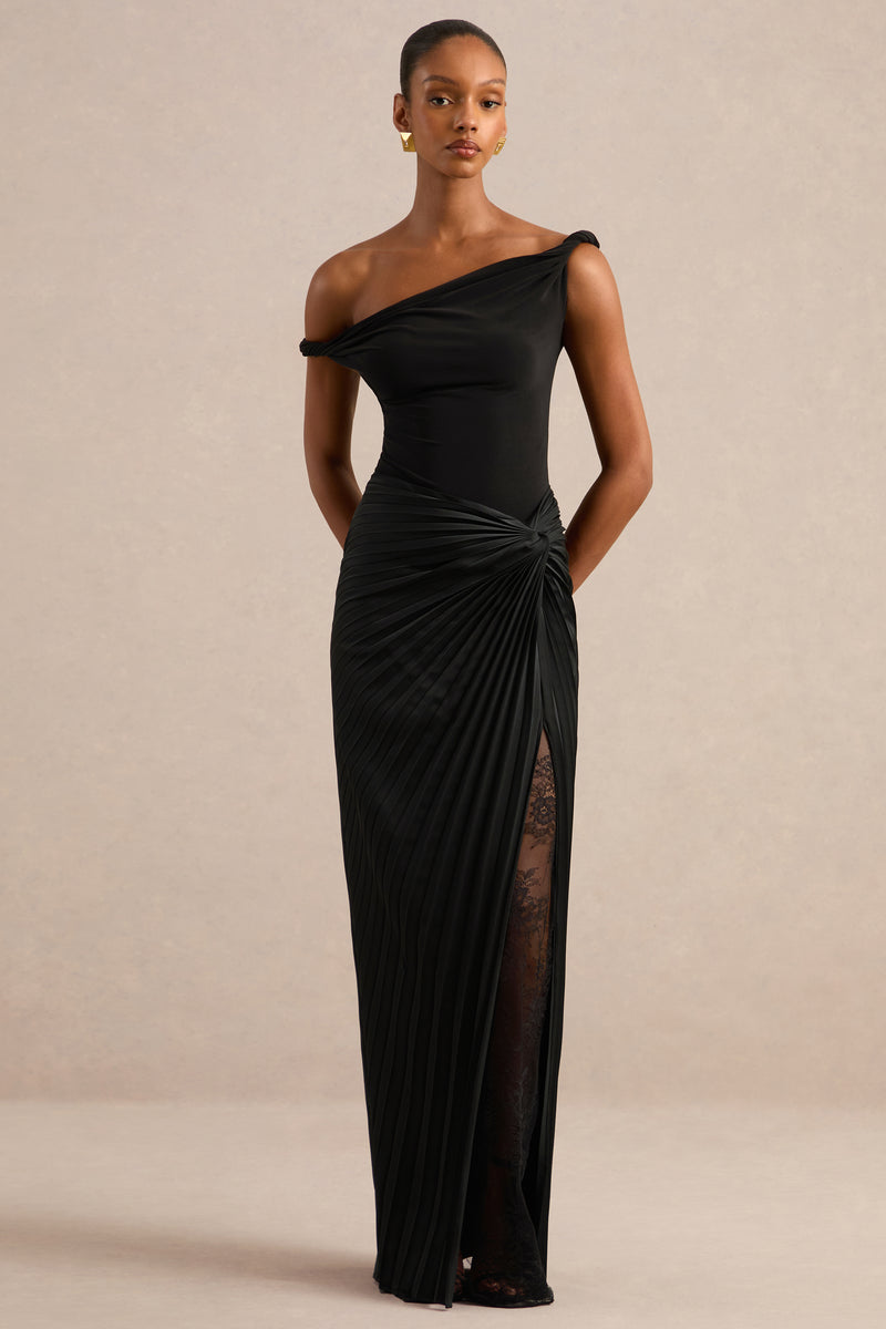 CL137853001 - Lassia | Black Satin Gathered Maxi-Skirt With Lace-Detailing7.jpg