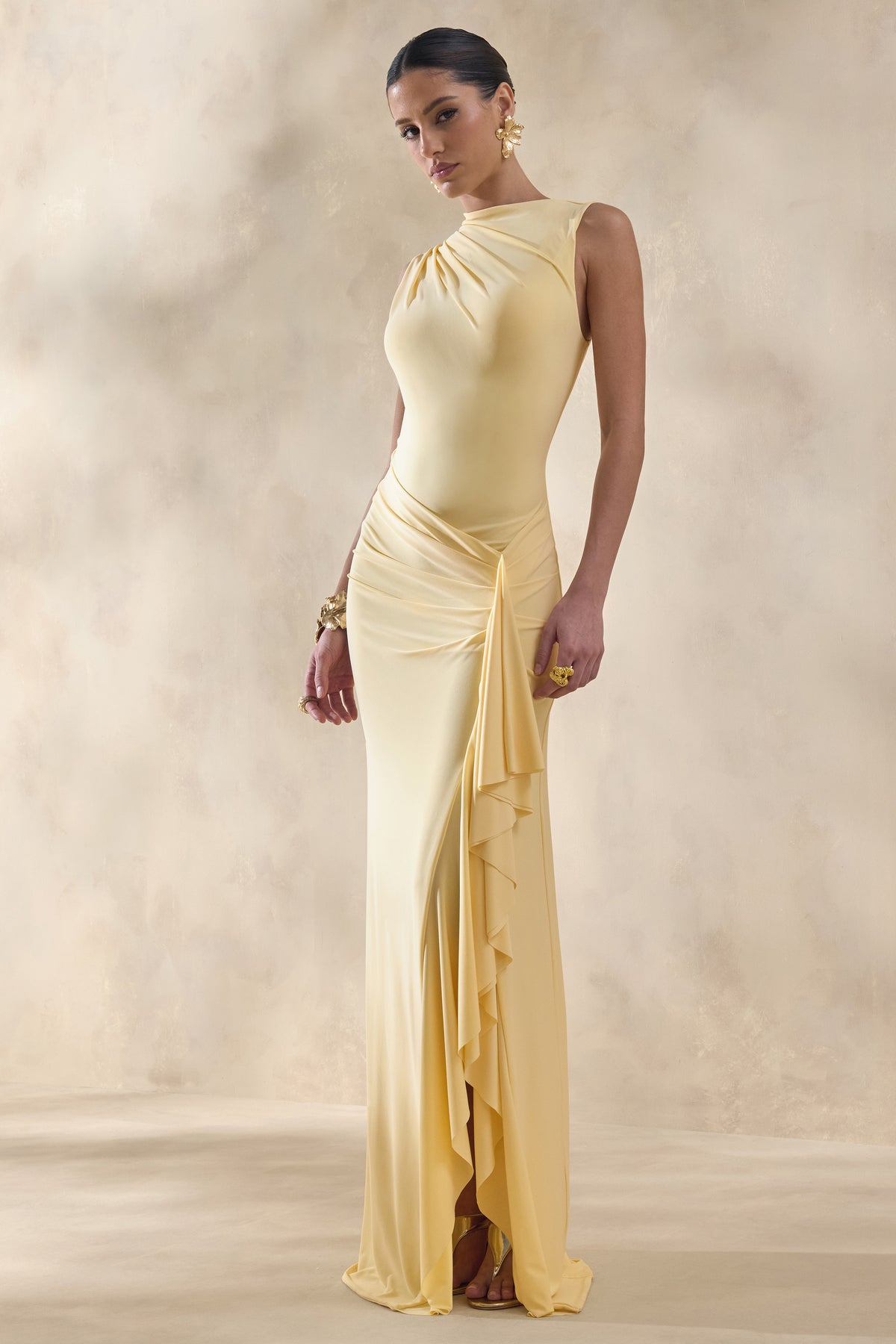 ECM_HR_CL137887121 - Helessia | Lemon Asymmetric-Neck Maxi Dress With Gathered-Detailing And Sash 3.jpg