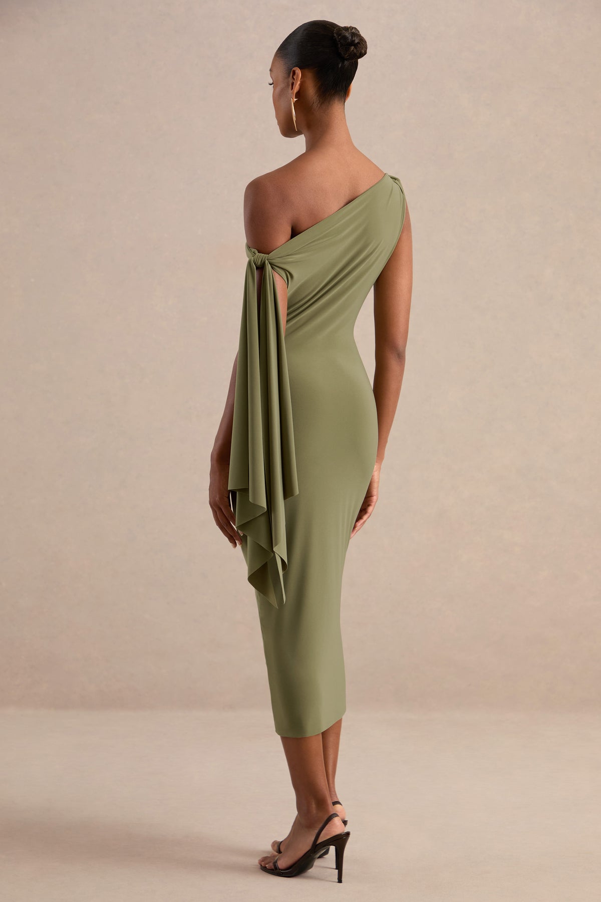 ECM_HR_CL137892031 - Arcelia Olive Asymmetric-Neck Midi Dress With Knot-Sleeve Detail5.jpg