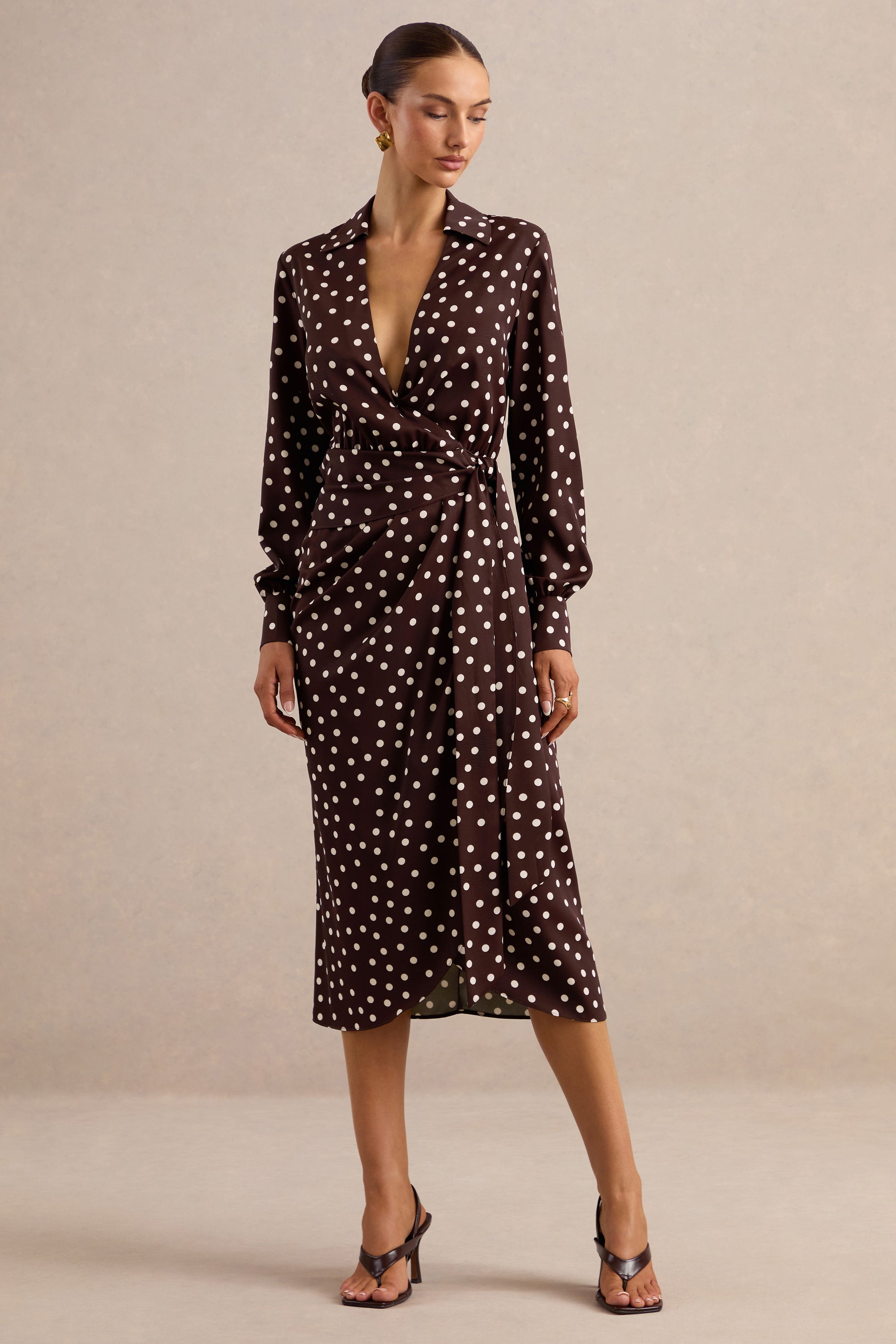 ECM_HR_CL137938031 - Amarosia _ Brown Polka-Dot Wrap Shirt Midi-Dress 2.jpg