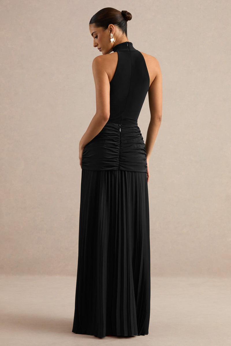 ECM_HR_CL137963001 - Galisse _ Black Satin Maxi-Skirt With Gathered-Detailing + ECM_HR_CL137961001 - Genevia _ Black Halter Neck Bodysuit 6.jpg