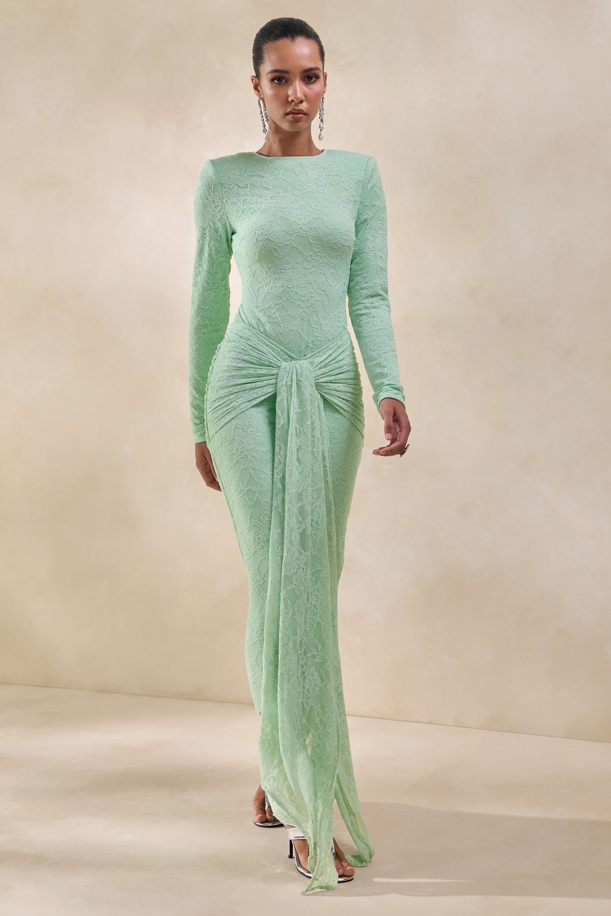 ECM_HR_CL137967032 - Neriva _ Mint Lace Maxi Skirt With Gathered Detailing And Sash 2.jpg