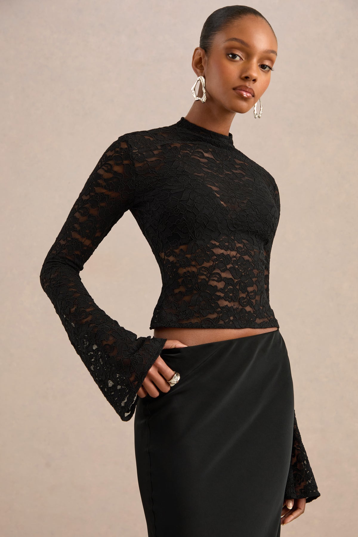 CL137986001 - Maline Black Lace High-Neck Top With Bell-Sleeves0.jpg