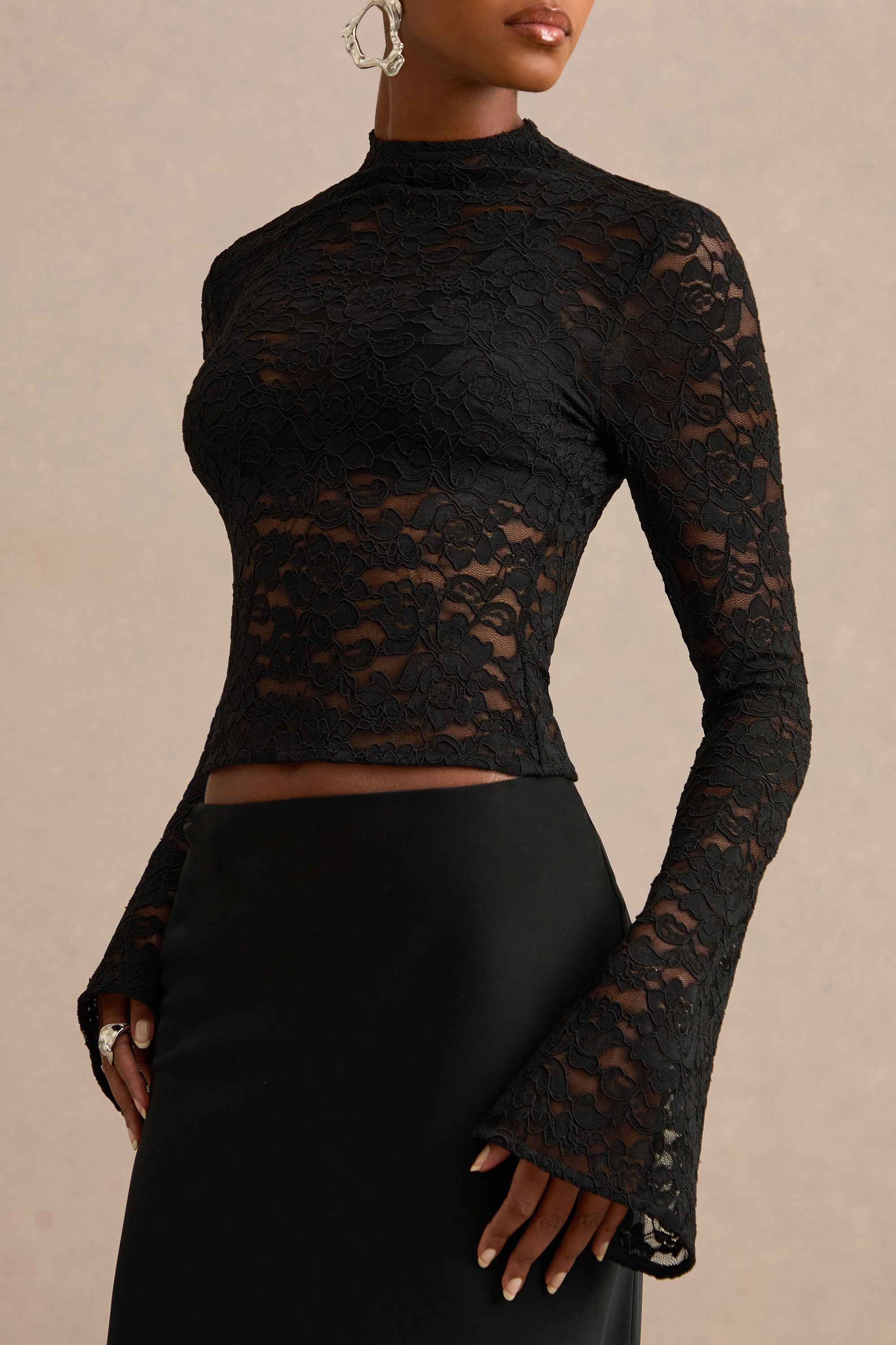 CL137986001 - Maline Black Lace High-Neck Top With Bell-Sleeves2.jpg