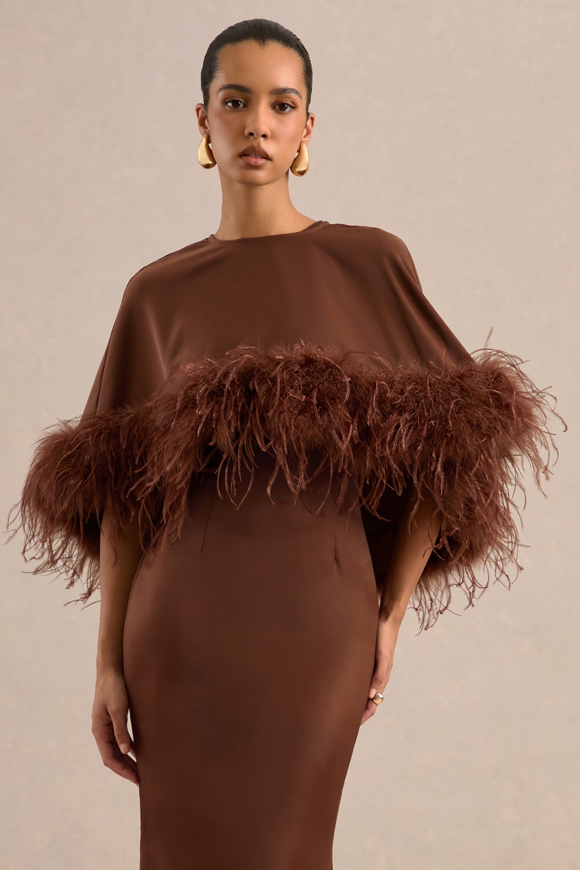 CL13800702106_CL138007021_Tervessa_Brown_Satin_Wide-Neck_Cape_With_Feather_Trim0_0ecc8112-afaa-4fca-b7cc-960e249f025e