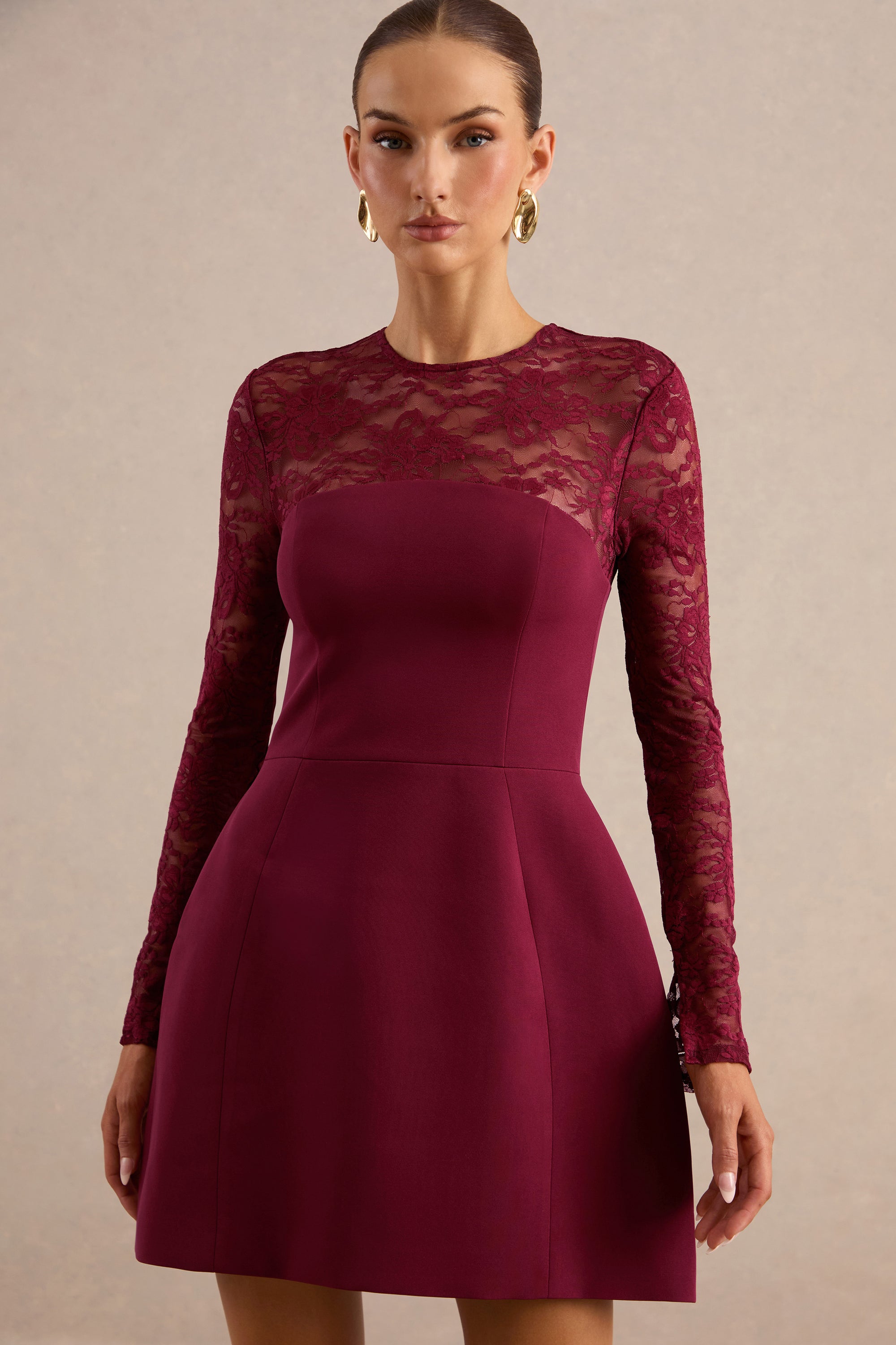 ECM_HR_CL138041102 - Aerin | Burgundy High-Neck Mini Dress With Long-Lace Sleeves4.jpg
