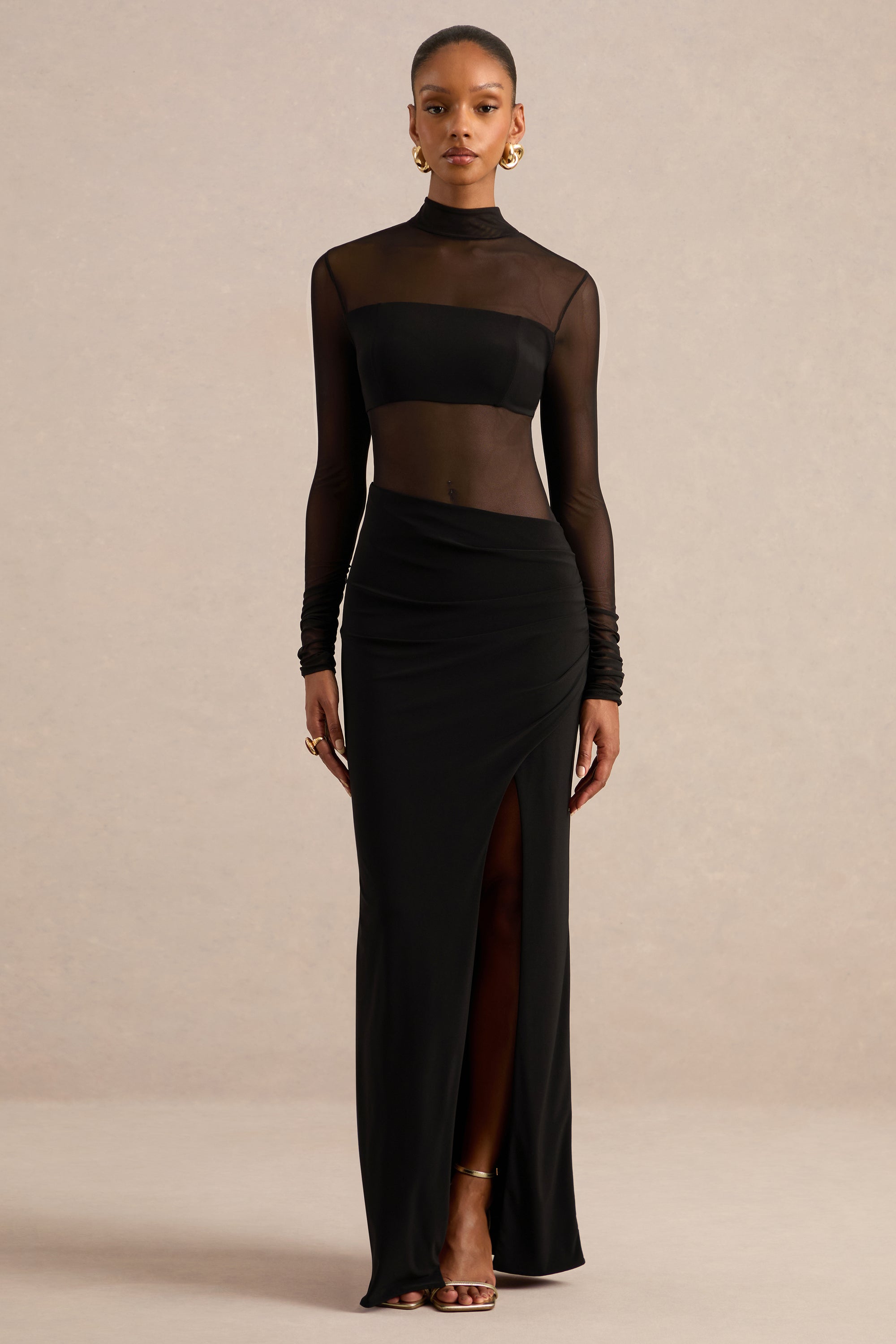 ECM_HR_CL138057001 - Asaira _ Black Mesh High-Neck Maxi Dress With Front-High Split0.jpg