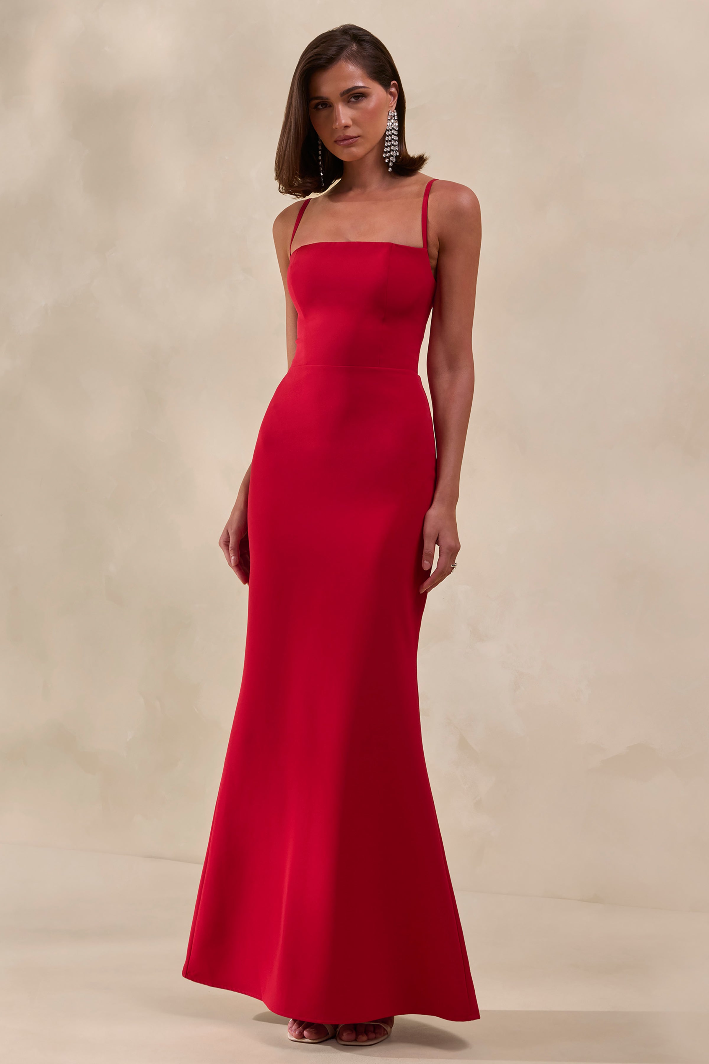 Zavira | Red Square-Neck Maxi Dress – Club L London - UK