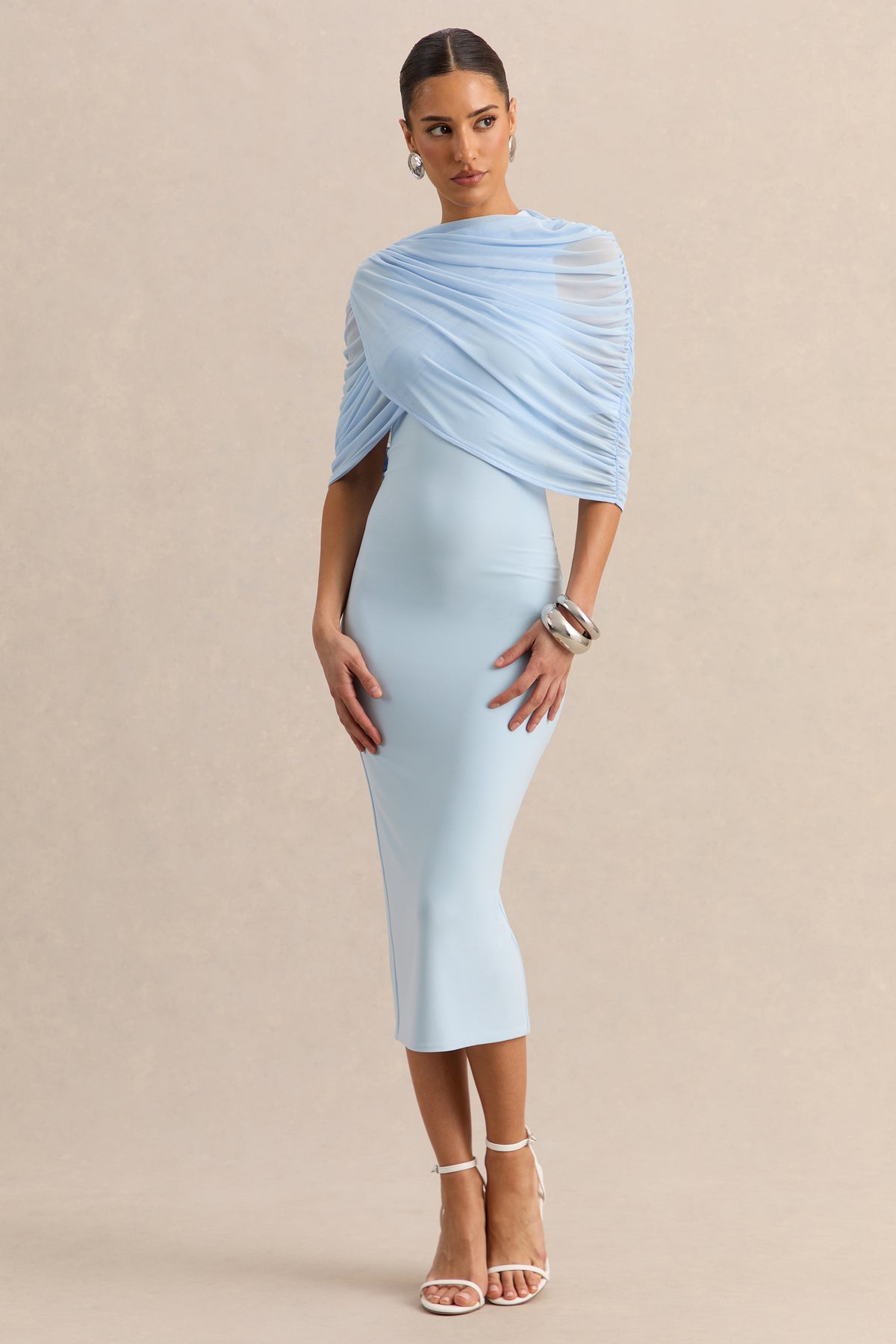 ECM_HR_CL138067013 - Mirana | Powder Blue High-Neck Midi-Dress + ECM_HR_CL138069013 - Magoria | Powder Blue Mesh Round-Neck Cape 0.jpg