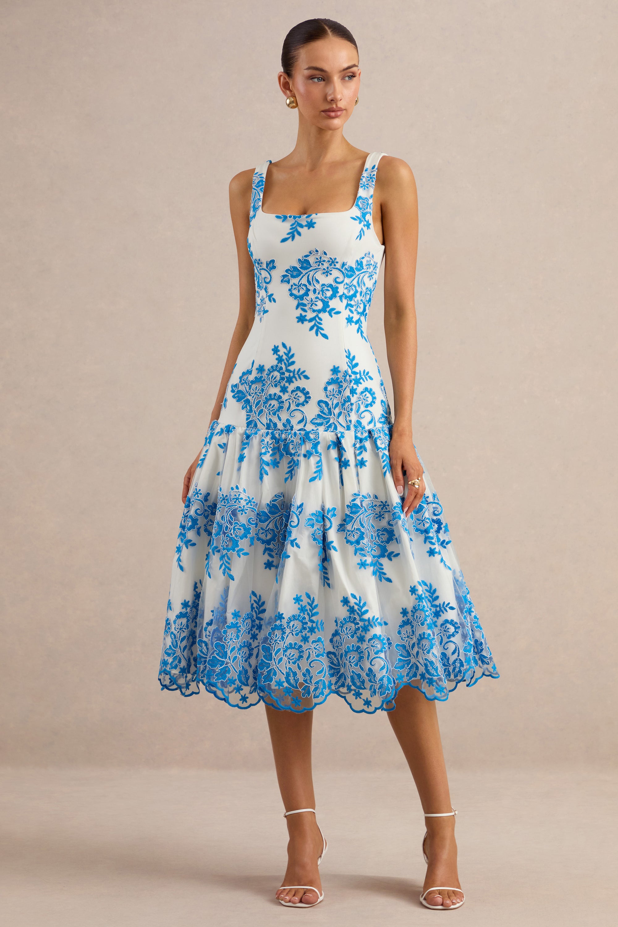 ECM_HR_CL138095016 - Mayra | Blue Lace Square-Neck Midi Dress With Voluminous Skirt 0.jpg