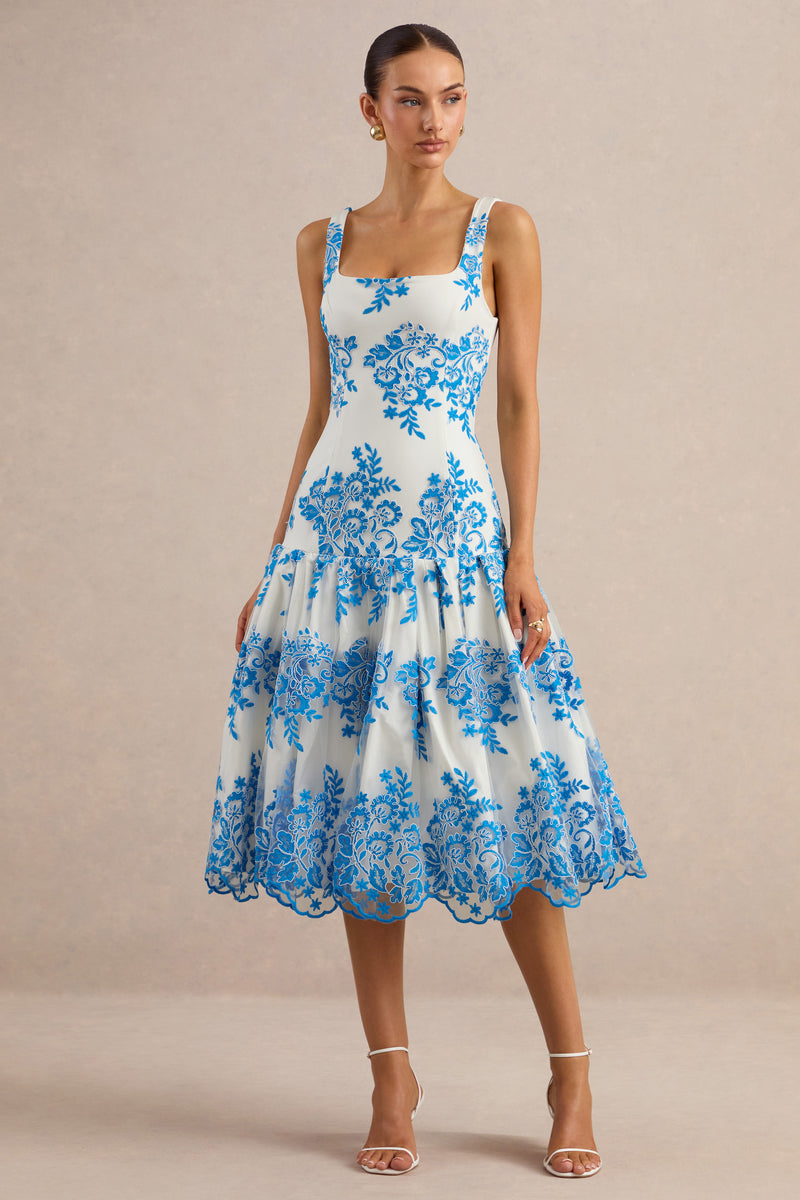ECM_HR_CL138095016 - Mayra | Blue Lace Square-Neck Midi Dress With Voluminous Skirt 0.jpg