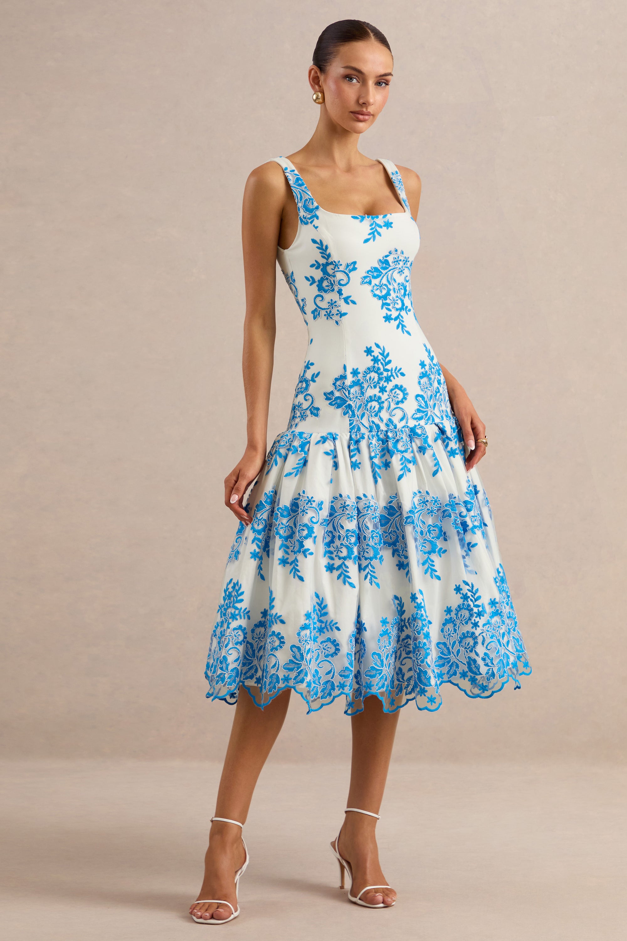 ECM_HR_CL138095016 - Mayra | Blue Lace Square-Neck Midi Dress With Voluminous Skirt 2.jpg