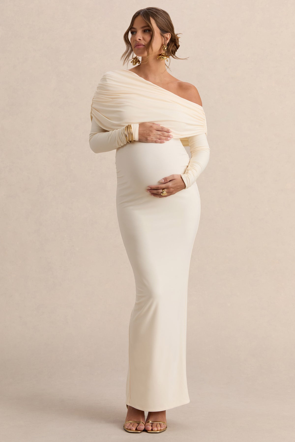 ECM_HR_CL138111111 - Carleigh Cream Asymmetric-Neck Maternity Maxi Dress With Cape Sleeve And Sash Detail 0.jpg