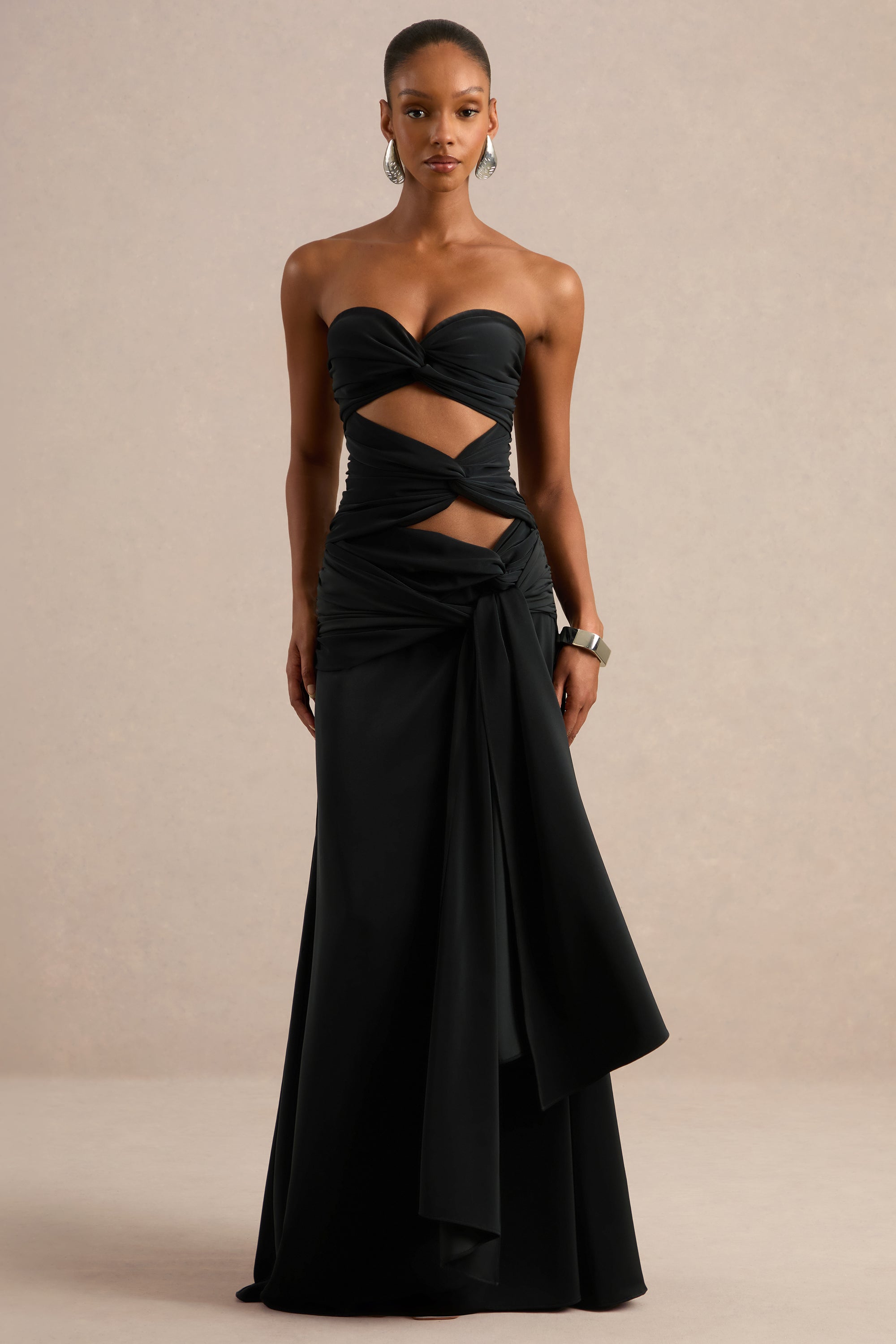 ECM_HR_CL138168001 - Alinae | Black Satin Bandeau-Neck Maxi Dress With Body Cut-Outs 3.jpg