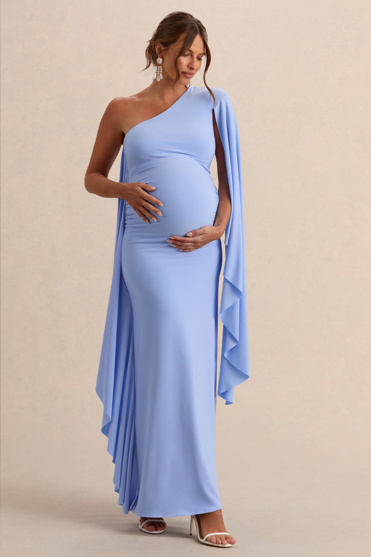 ECM_HR_CL138191013  - Shanae Light Blue Asymmetric-Neck Maternity Maxi Dress With Cape Sleeve And Gathered Detailing 0.jpg