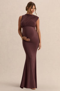 ECM_HR_CL138193022----Osanna-Dark-Brown-Wide-Neck-Maternity-Maxi-Dress-With-Ruched-Detailing-1.jpg