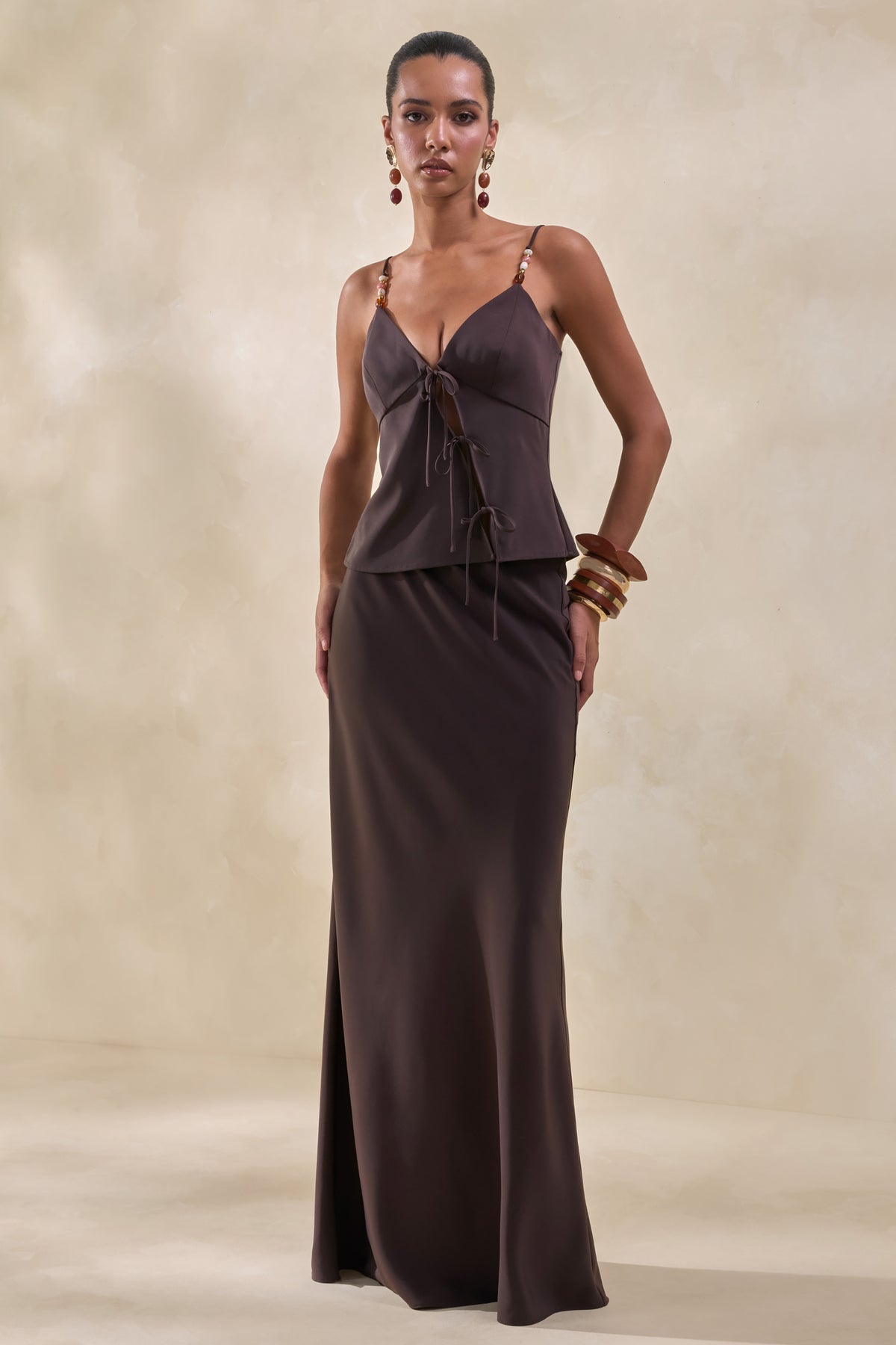 Sybella Dark Satin Maxi Skirt