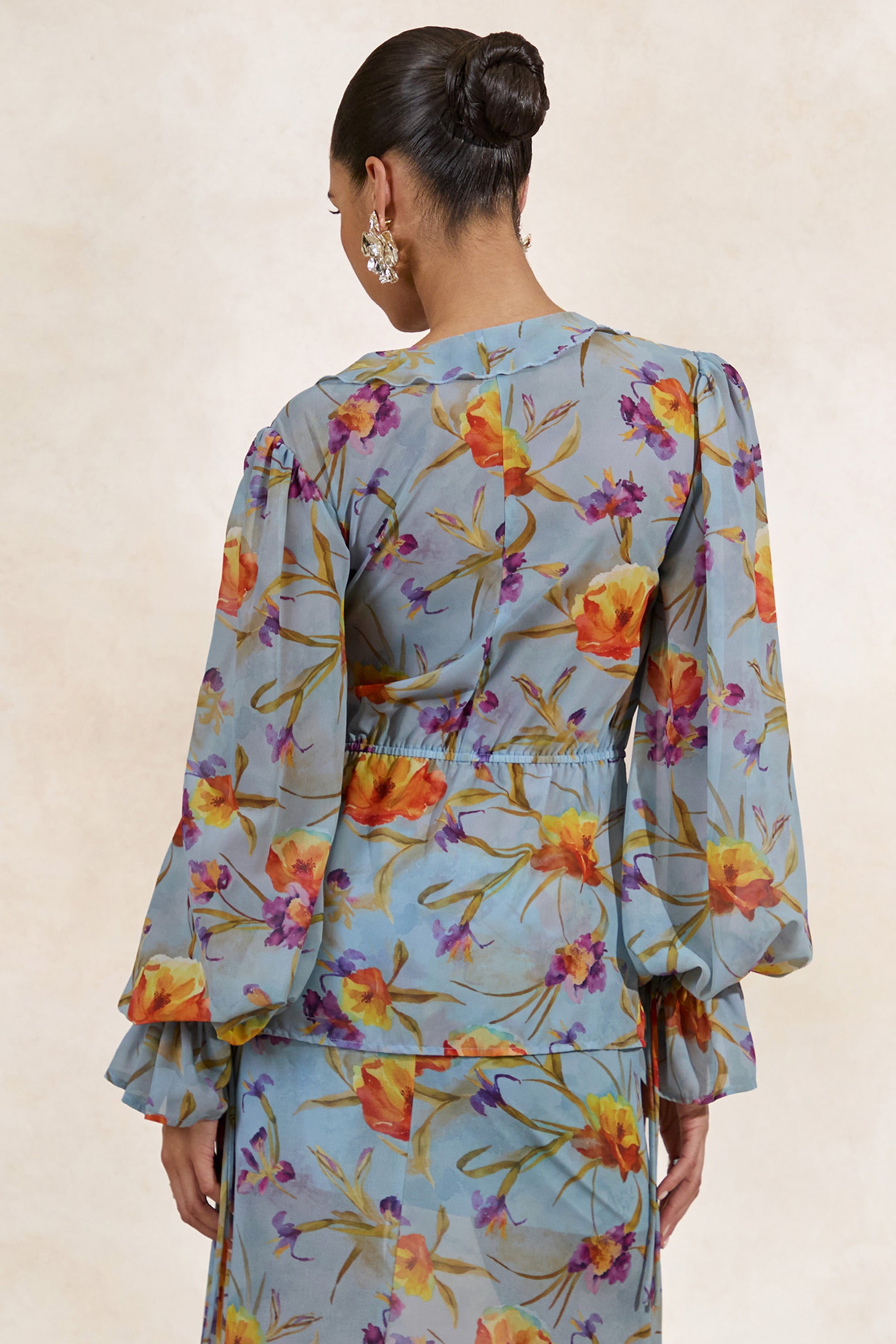CL138215016 - Alveta _ Blue Floral Chiffon Sheer V-Neck Top With Ruffled Detailing  10.jpg