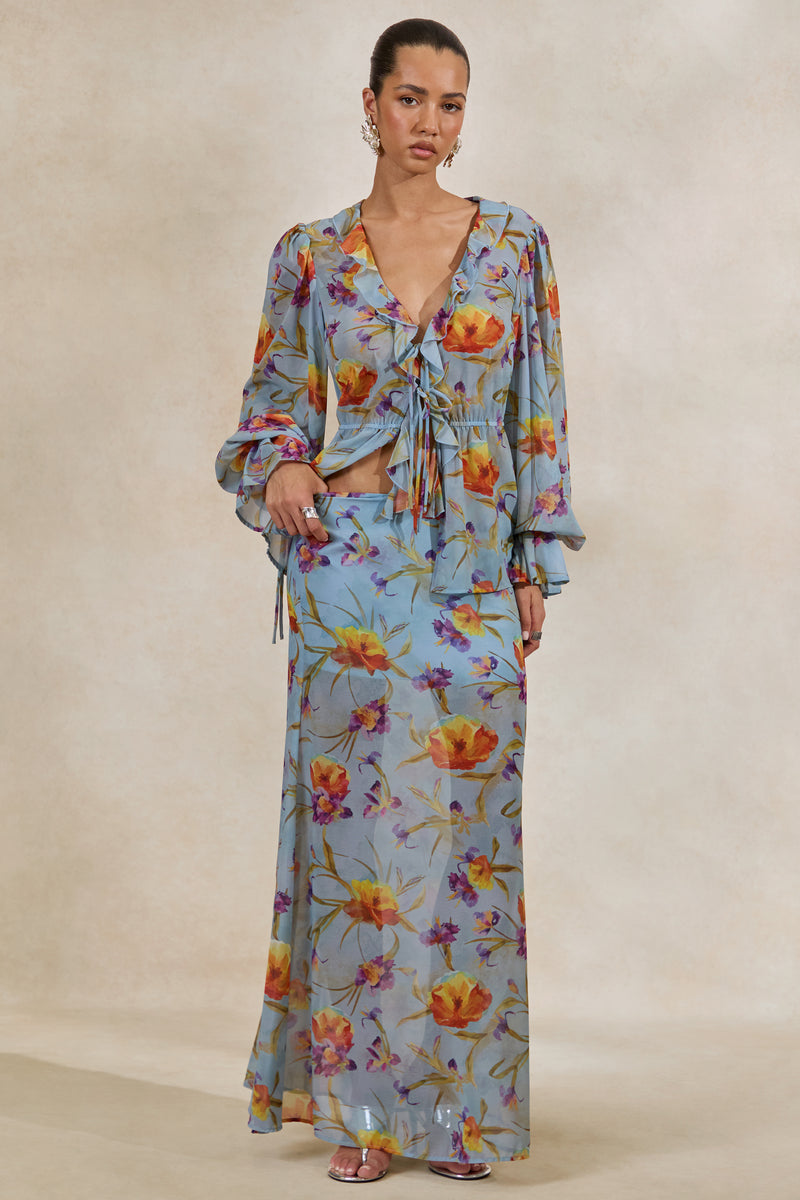 CL138216016 - Alveta _ Blue Floral Chiffon Sheer Maxi Skirt0 0.jpg