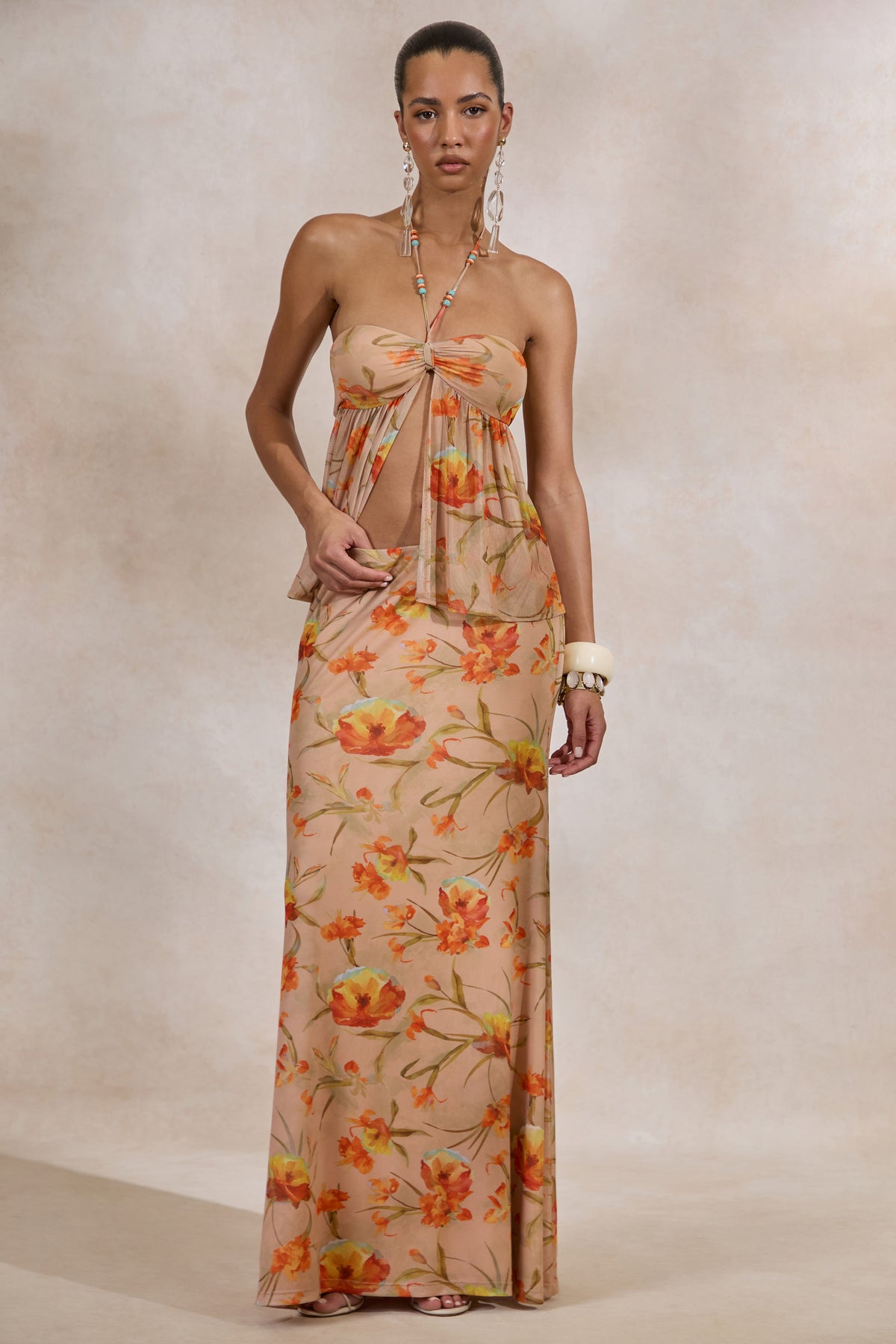 CL138222070 - Flaviah _ Orange Floral Print Mesh Maxi Skirt 2.jpg