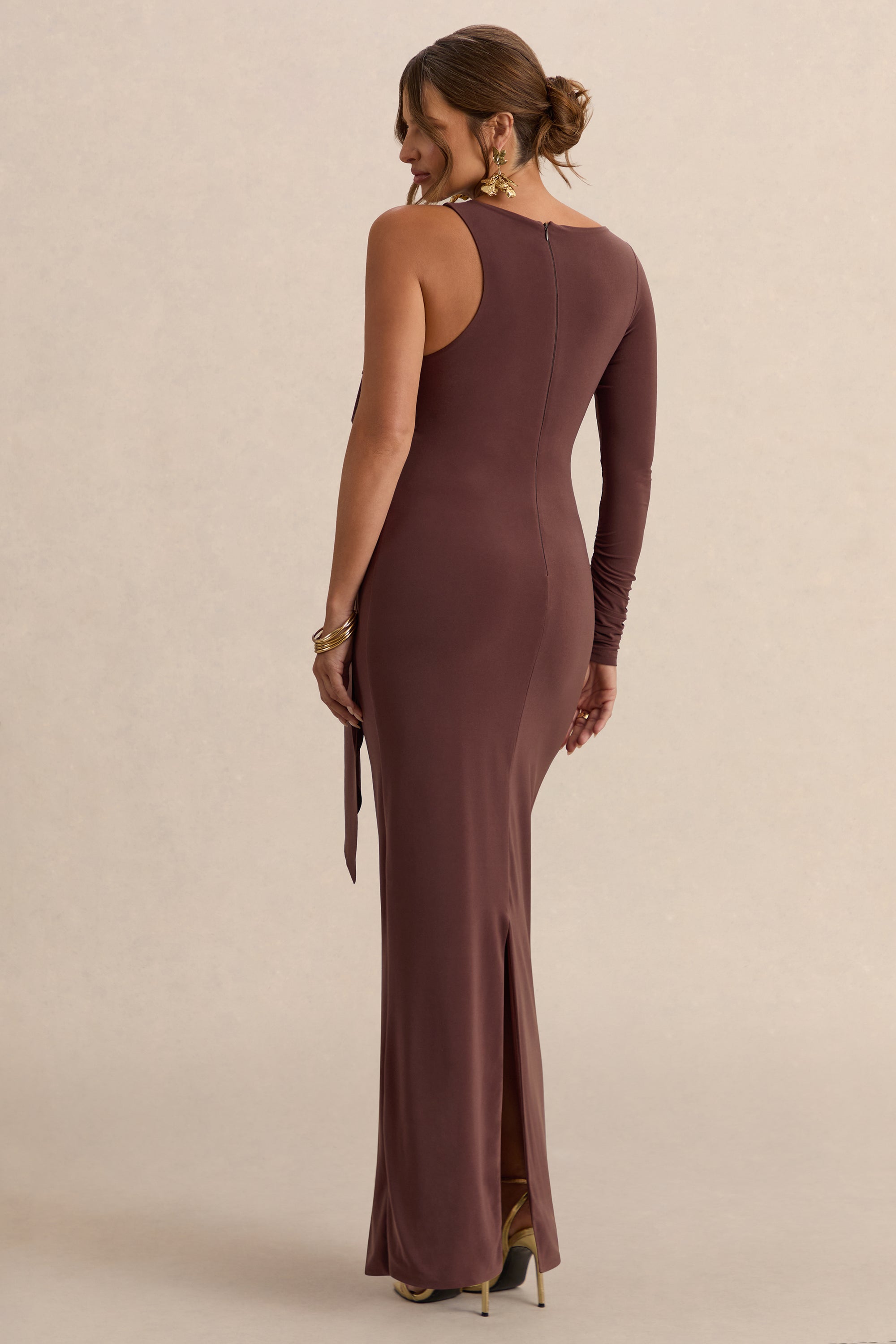ECM_HR_CL138246022 - Emanuela Dark Brown Boat-Neck Maternity Maxi Dress With Sash Detail 6.jpg