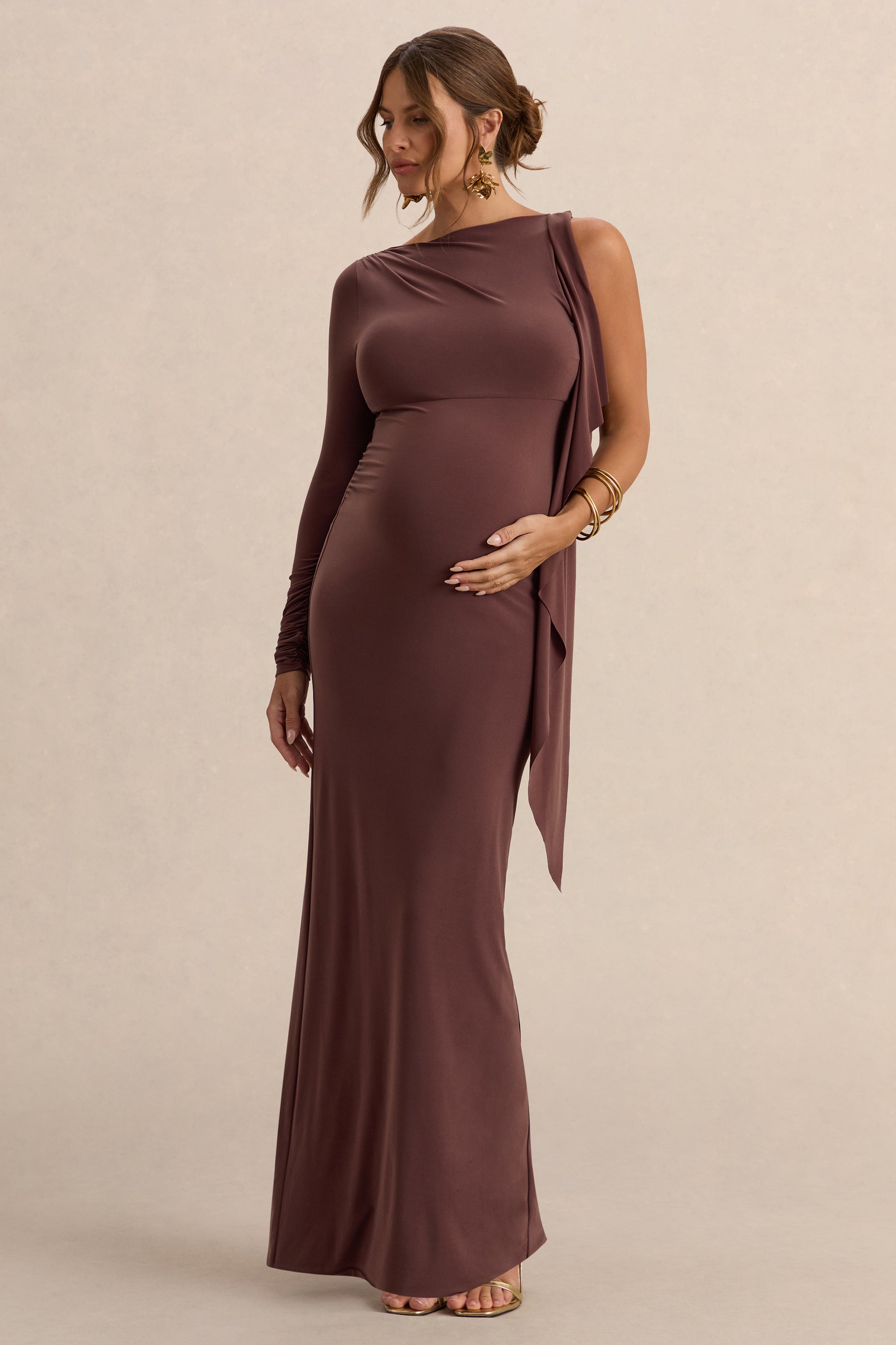 ECM_HR_CL138246022 - Emanuela Dark Brown Boat-Neck Maternity Maxi Dress With Sash Detail 7.jpg