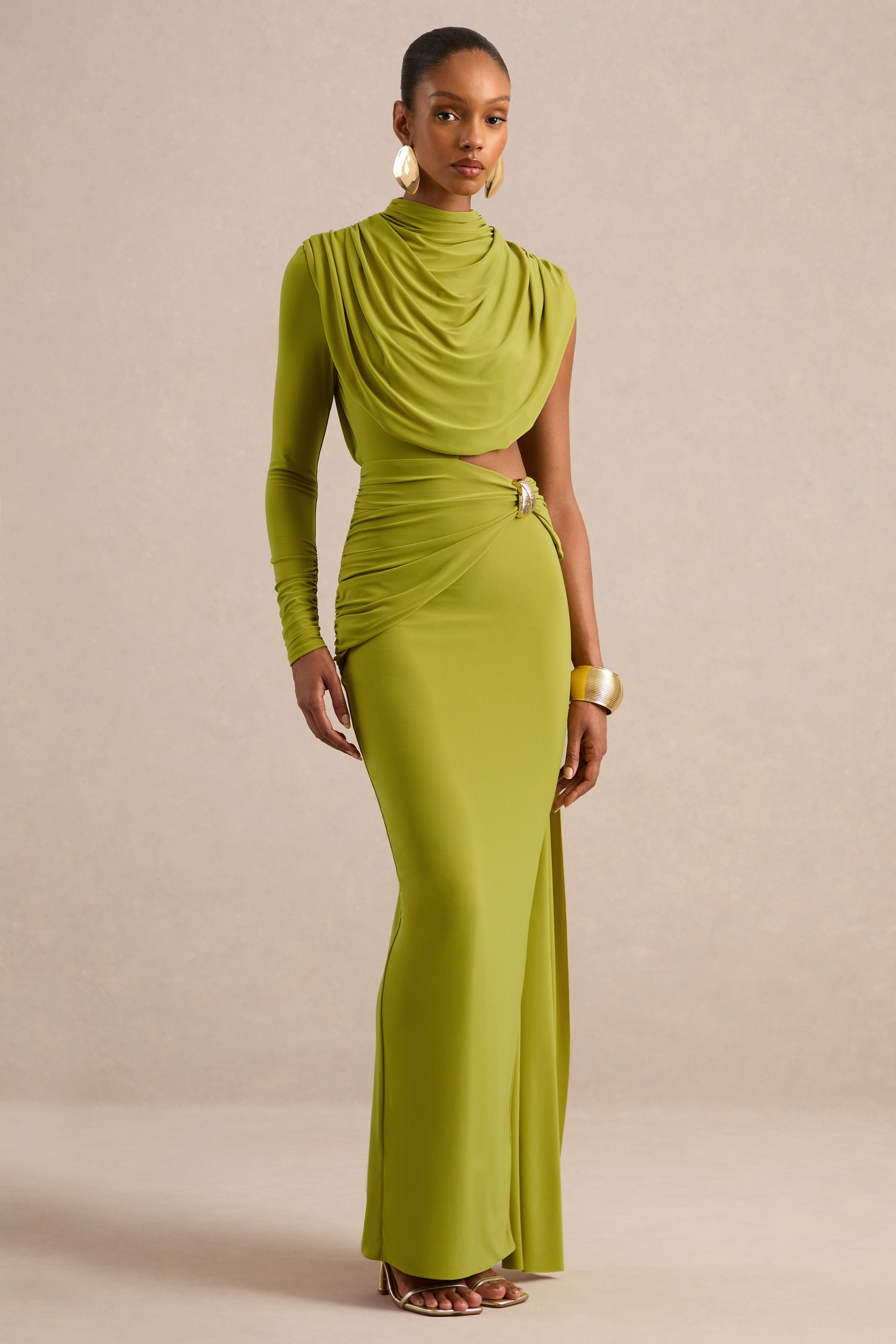 ECM_HR_CL138265031 - Esmaria _ Olive High-Neck Maxi Dress With Gold Detail And Sash3.jpg