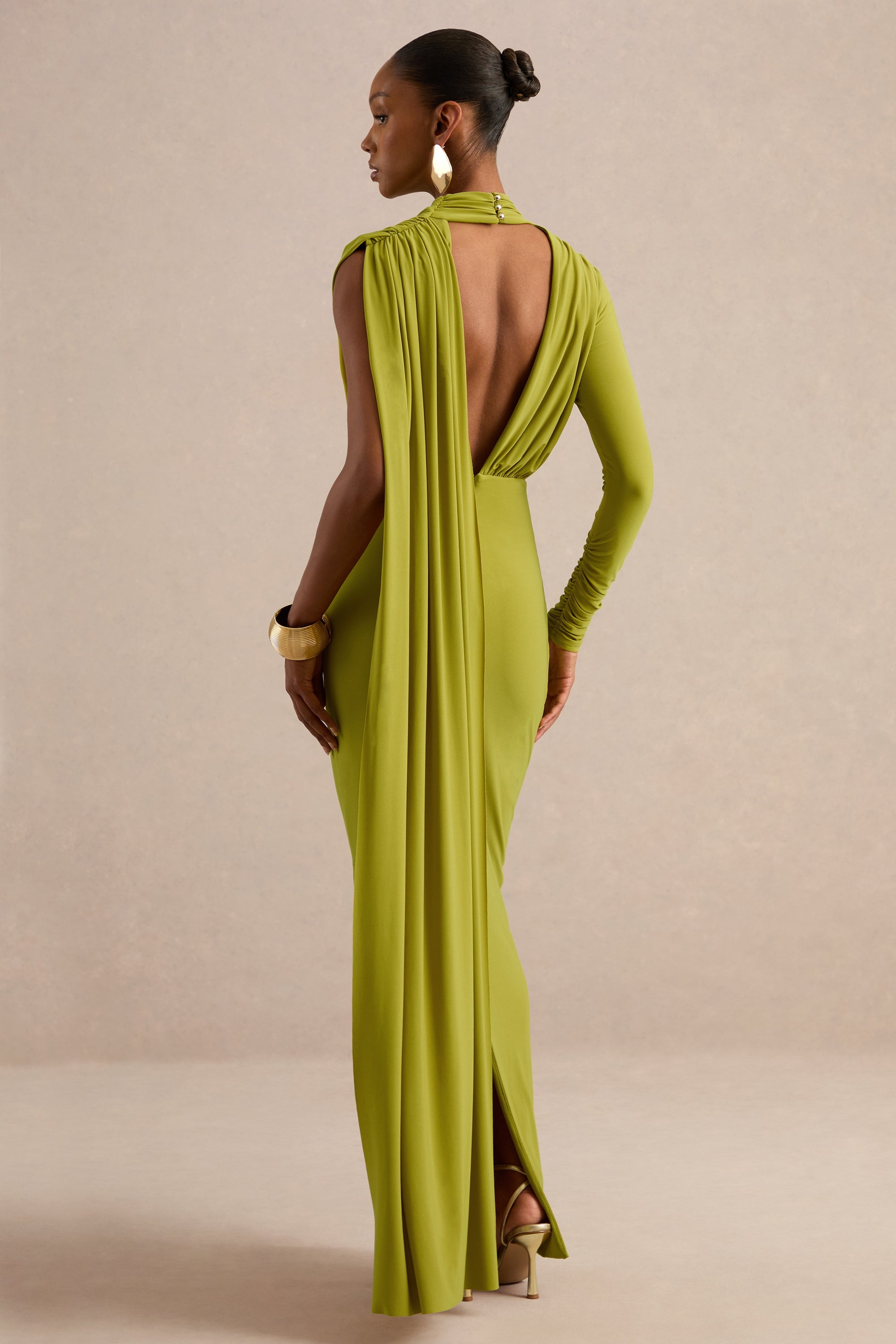 ECM_HR_CL138265031 - Esmaria _ Olive High-Neck Maxi Dress With Gold Detail And Sash7.jpg