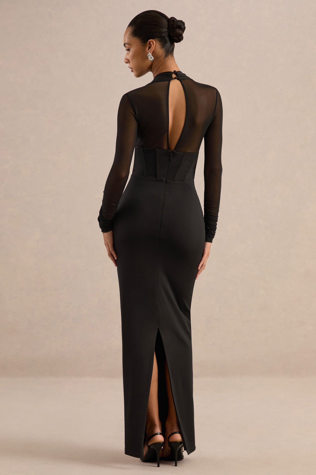 ECM_HR_CL138289001 - Ivelle Black Halter-Neck Maxi Dress With Long Mesh Sleeves5.jpg