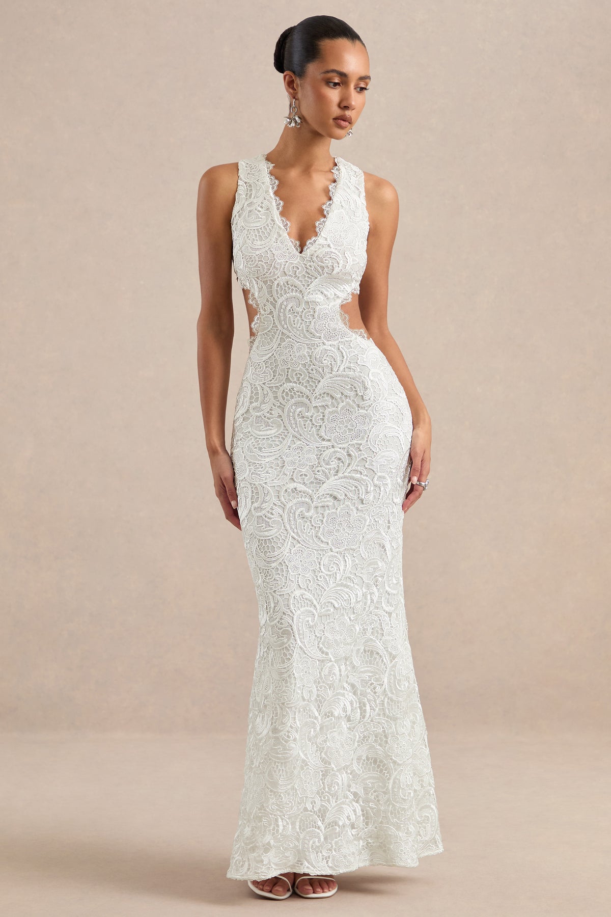 CL13838311006_ECM_HR_CL138383110_-_Mayelle___White_Lace_Plunge_Maxi_Dress_With_Body_Cut_Out1
