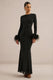 CL13839400106_ECM_HR_CL138394001_-_Garance___Black_Hotfix_Round-Neck_Maxi_Dress_With_Feather_Trim_Cuffs3