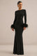 ECM_HR_CL138394001 - Garance _ Black Hotfix Round-Neck Maxi Dress With Feather Trim Cuffs3.jpg
