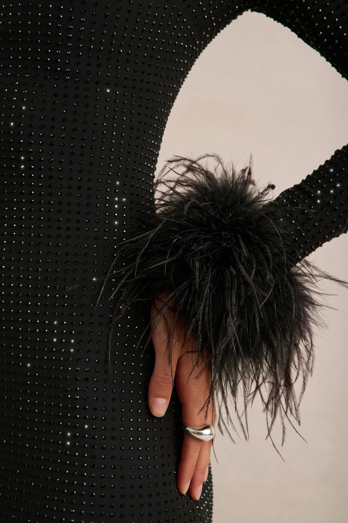 CL13839400106_ECM_HR_CL138394001_-_Garance___Black_Hotfix_Round-Neck_Maxi_Dress_With_Feather_Trim_Cuffs5